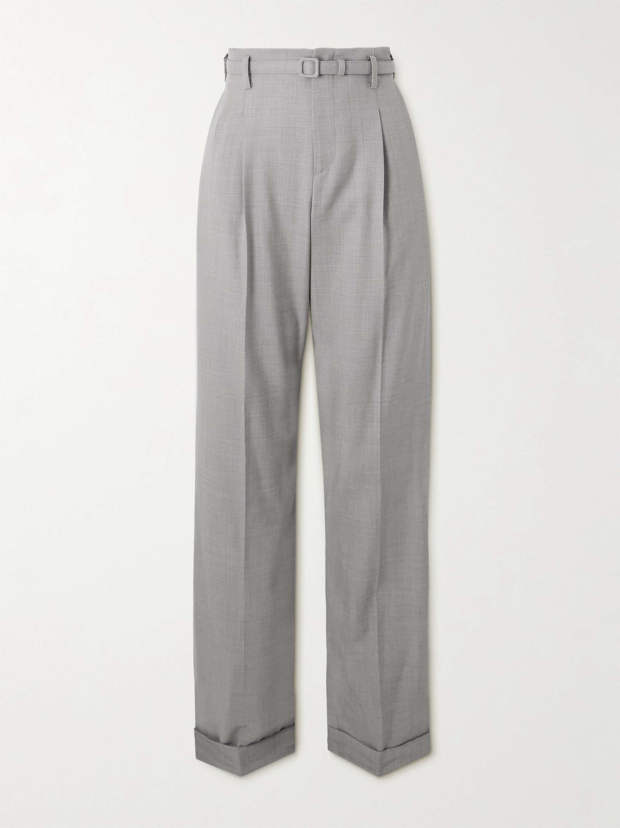 Stamford pleated wool straight-leg pants view