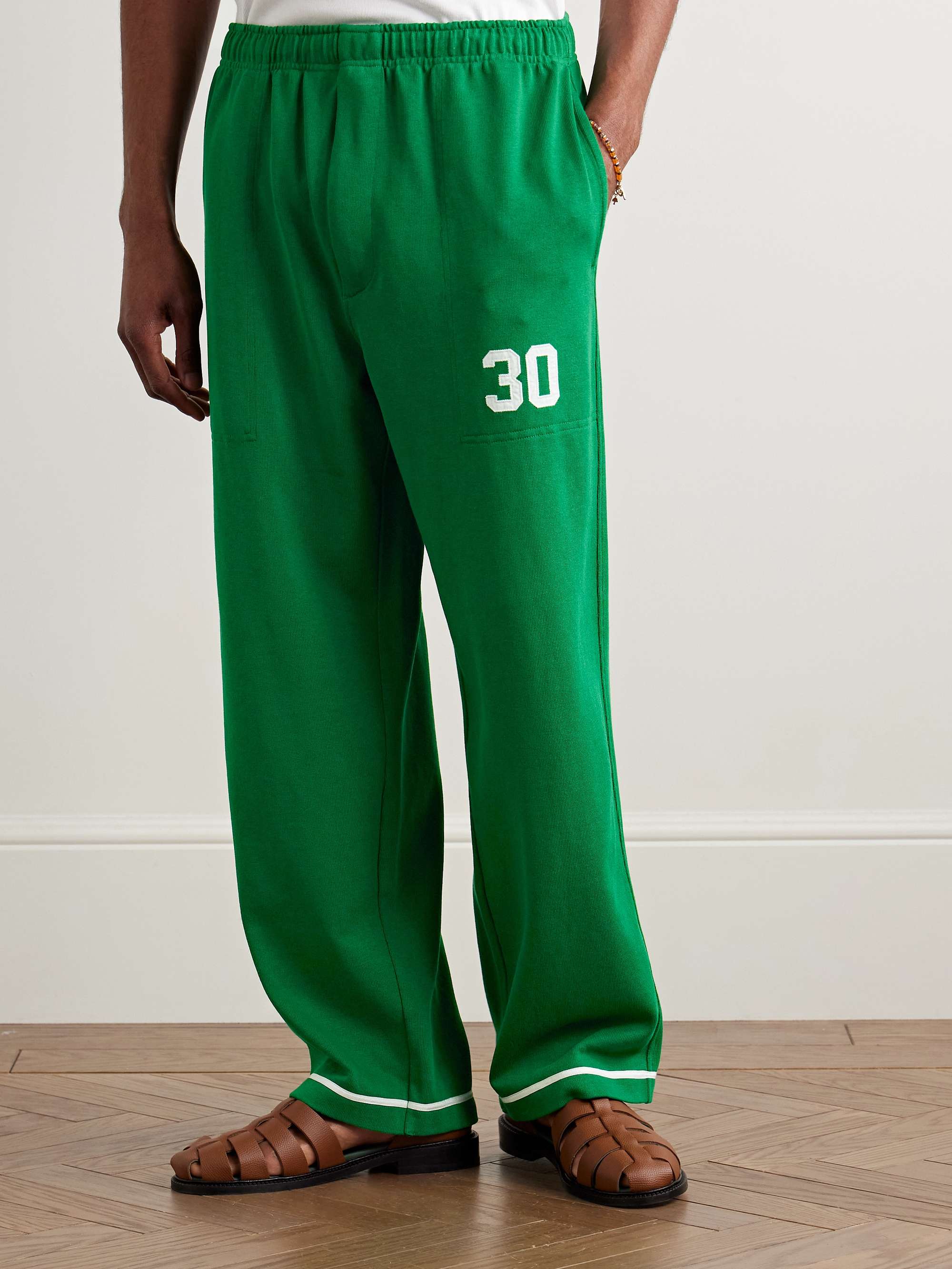Sophomore Straight-Leg Appliquéd Cotton and Lyocell-Blend Jersey Sweatpants view