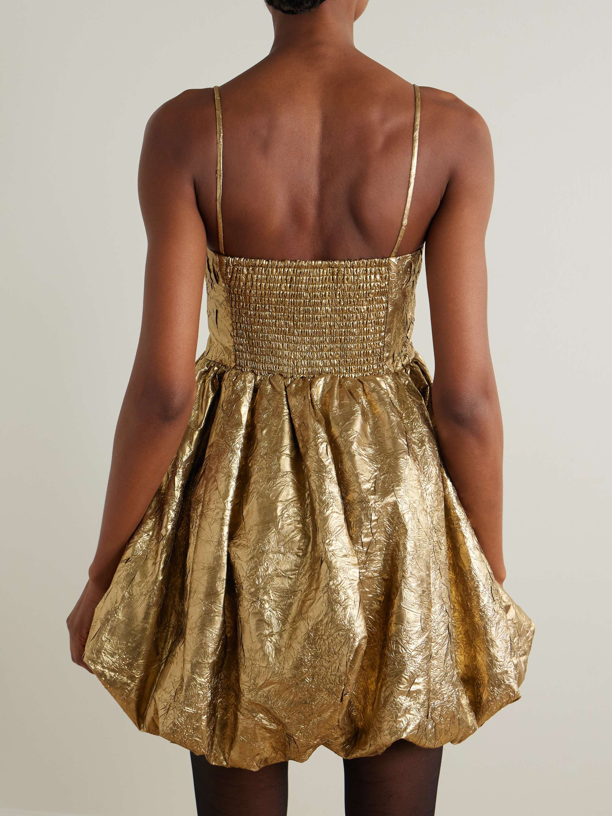 Shibori eyelet-embellished crinkled recycled-lamé mini dress view
