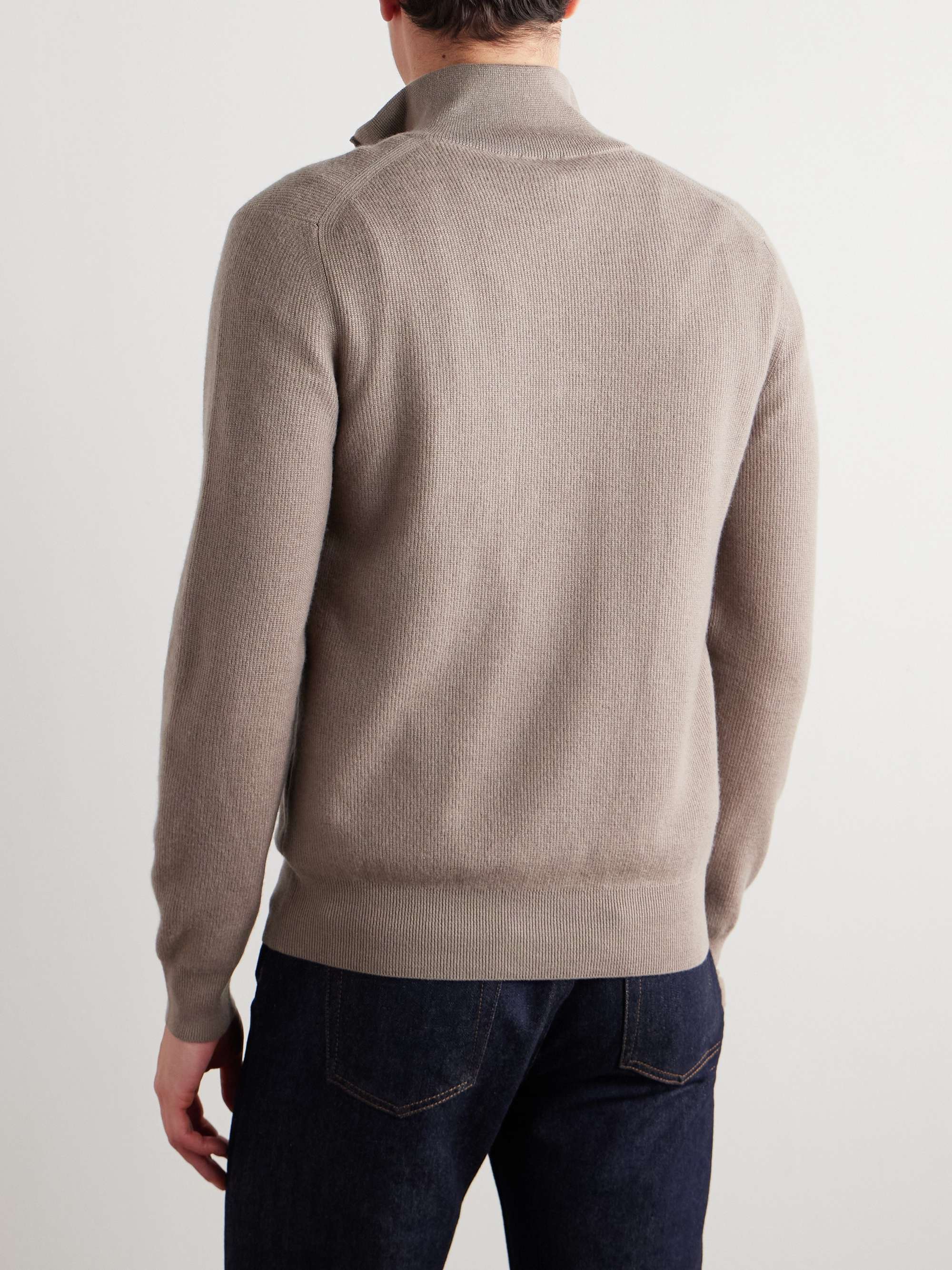 Cashmere and Wool-Blend Half-Zip Sweater view