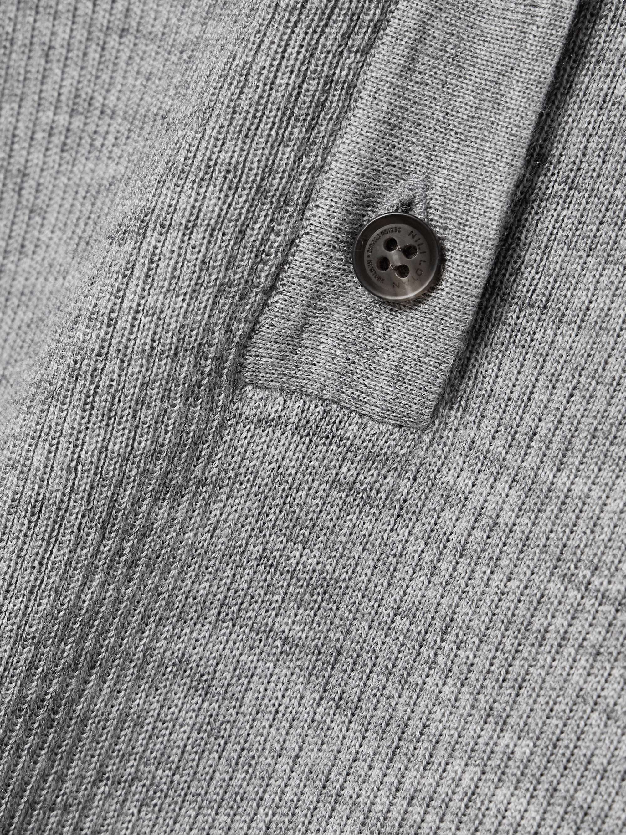 Klarise ribbed merino wool and silk-blend Henley top view
