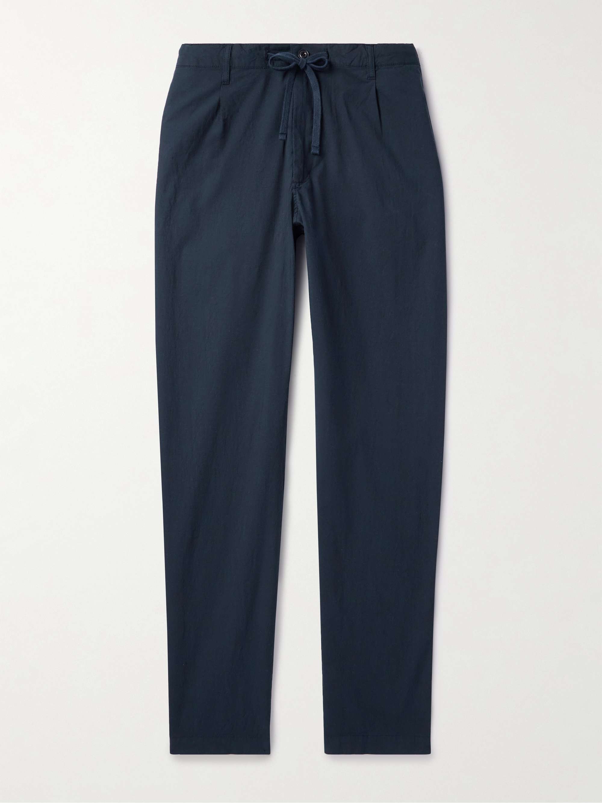 Tanker Straight-Leg Pleated Stretch-Cotton Drawstring Trousers view