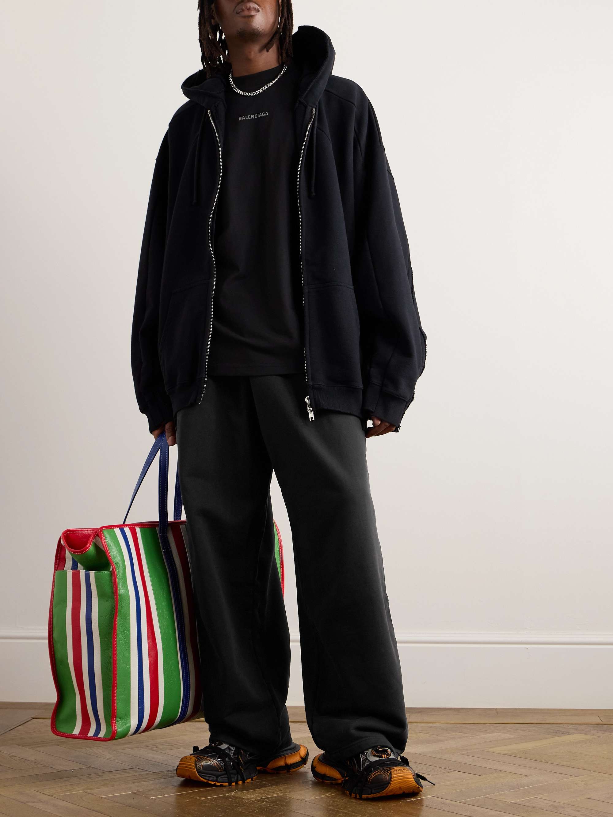 Wide-Leg Logo-Print Cotton-Jersey Sweatpants view