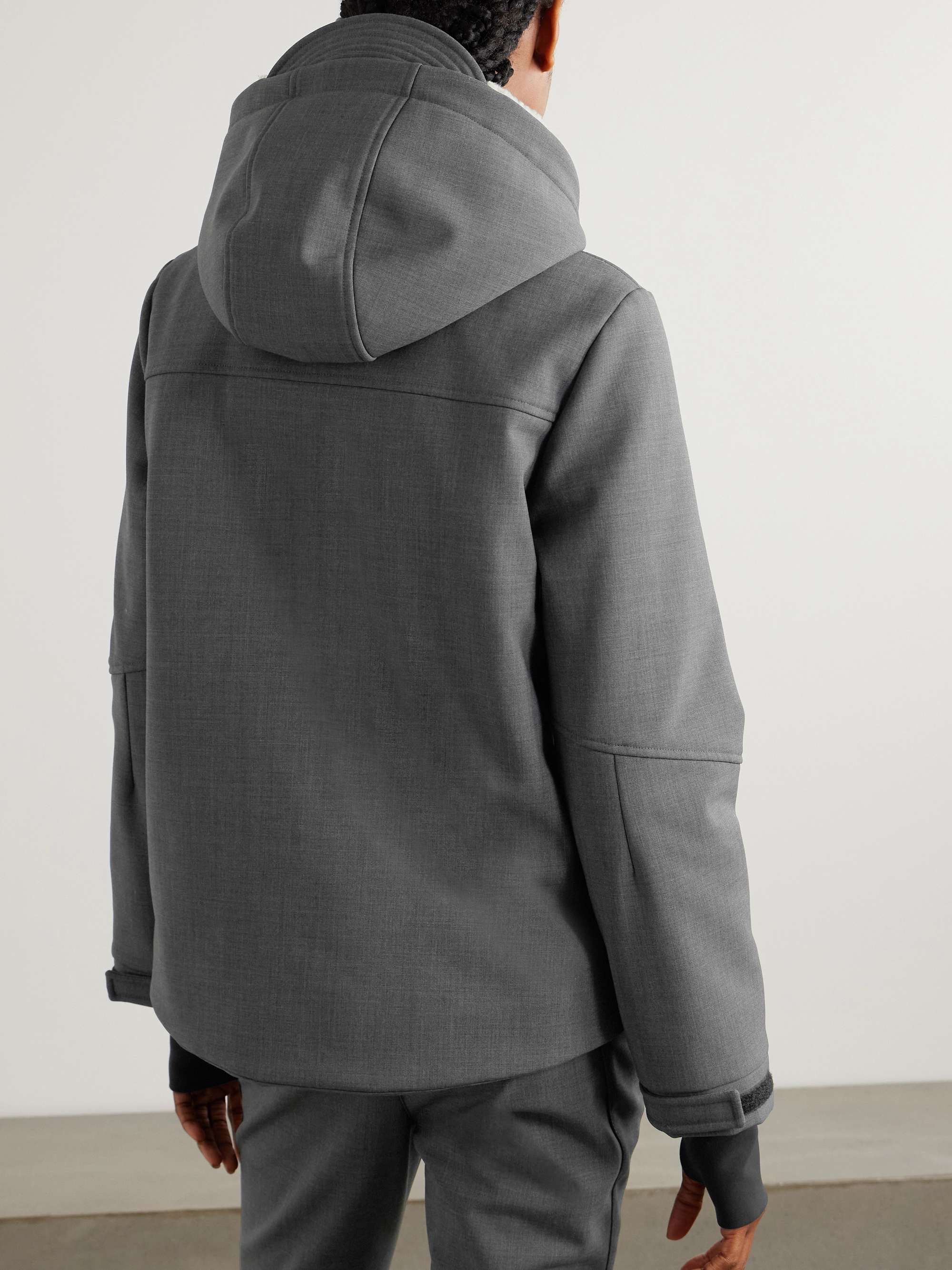 Shearling-trimmed wool-blend jacket view