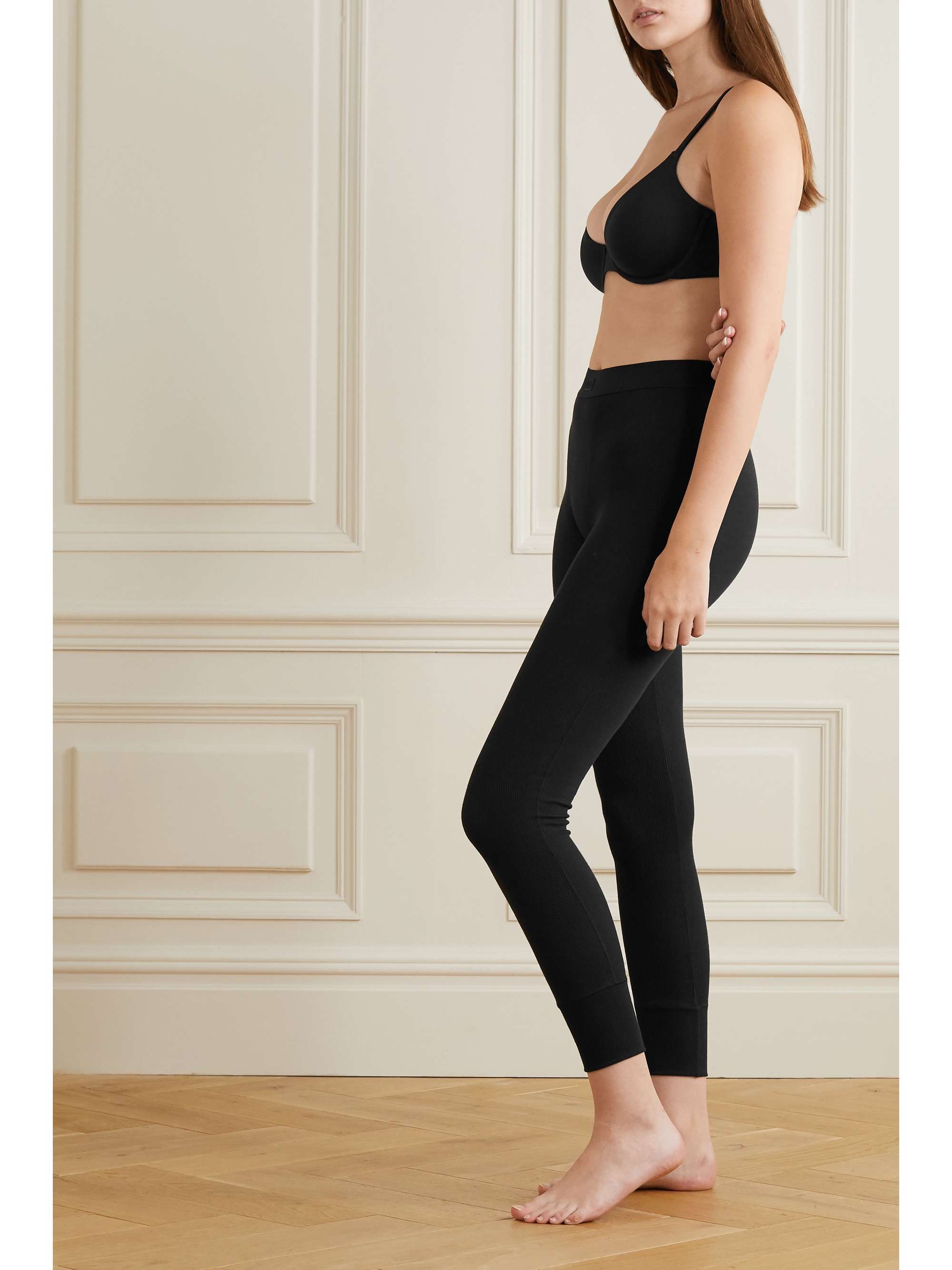 Thermal ribbed cotton-blend leggings view