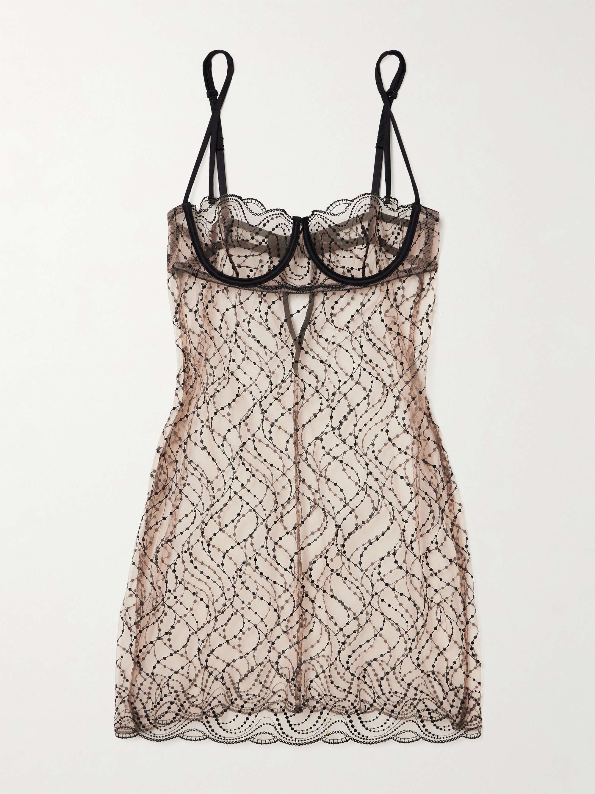 Ondule silk-blend trimmed embroidered tulle chemise view