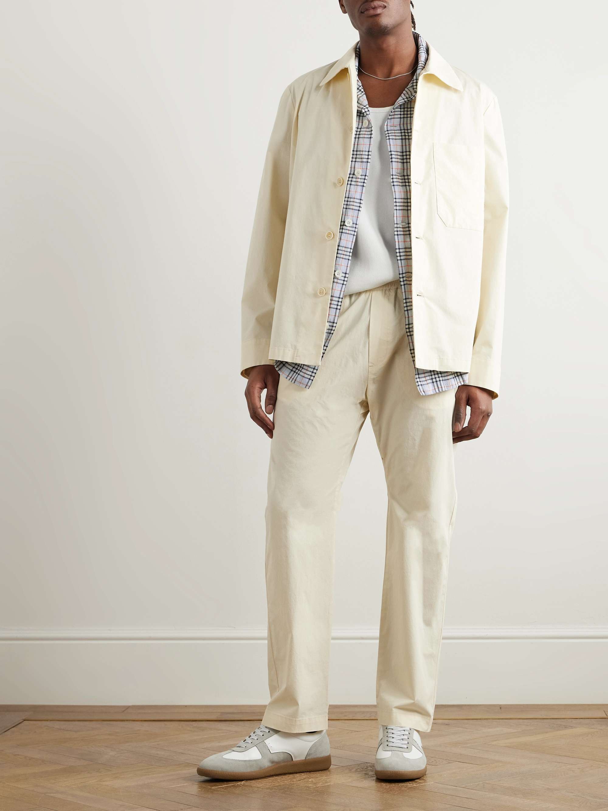 Solana Camp-Collar Checked Cotton and Wool-Blend Seersucker Shirt view