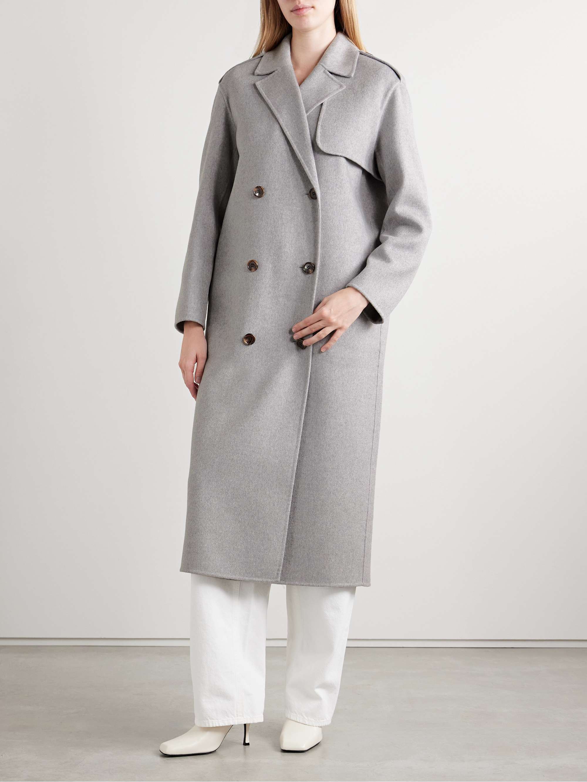 Double-breasted wool and cashmere-blend felt coat view