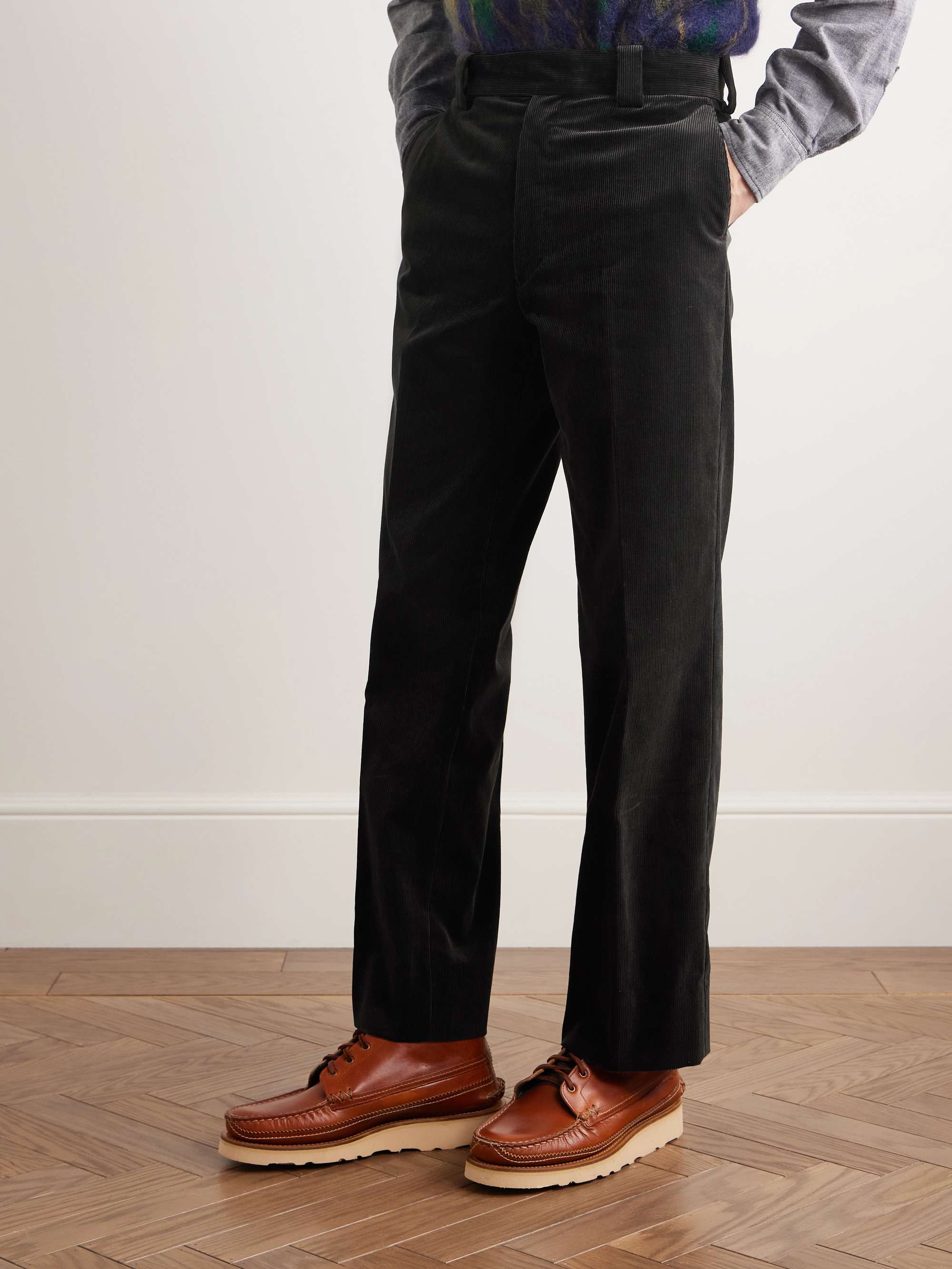 D Slacks Straight-Leg Suvin Cotton-Corduroy Trousers view