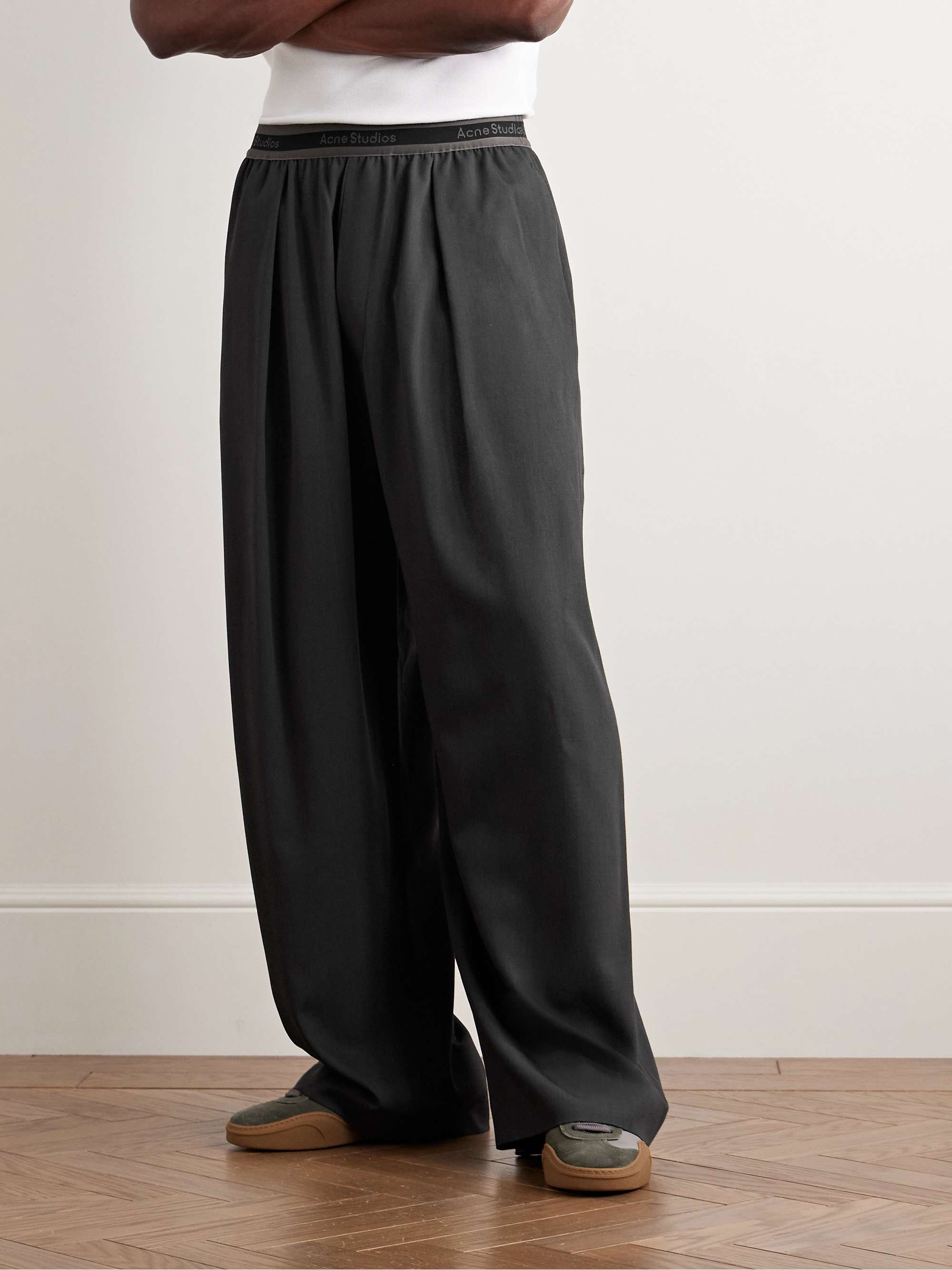 Pimono Straight-Leg Pleated Gabardine Trousers view
