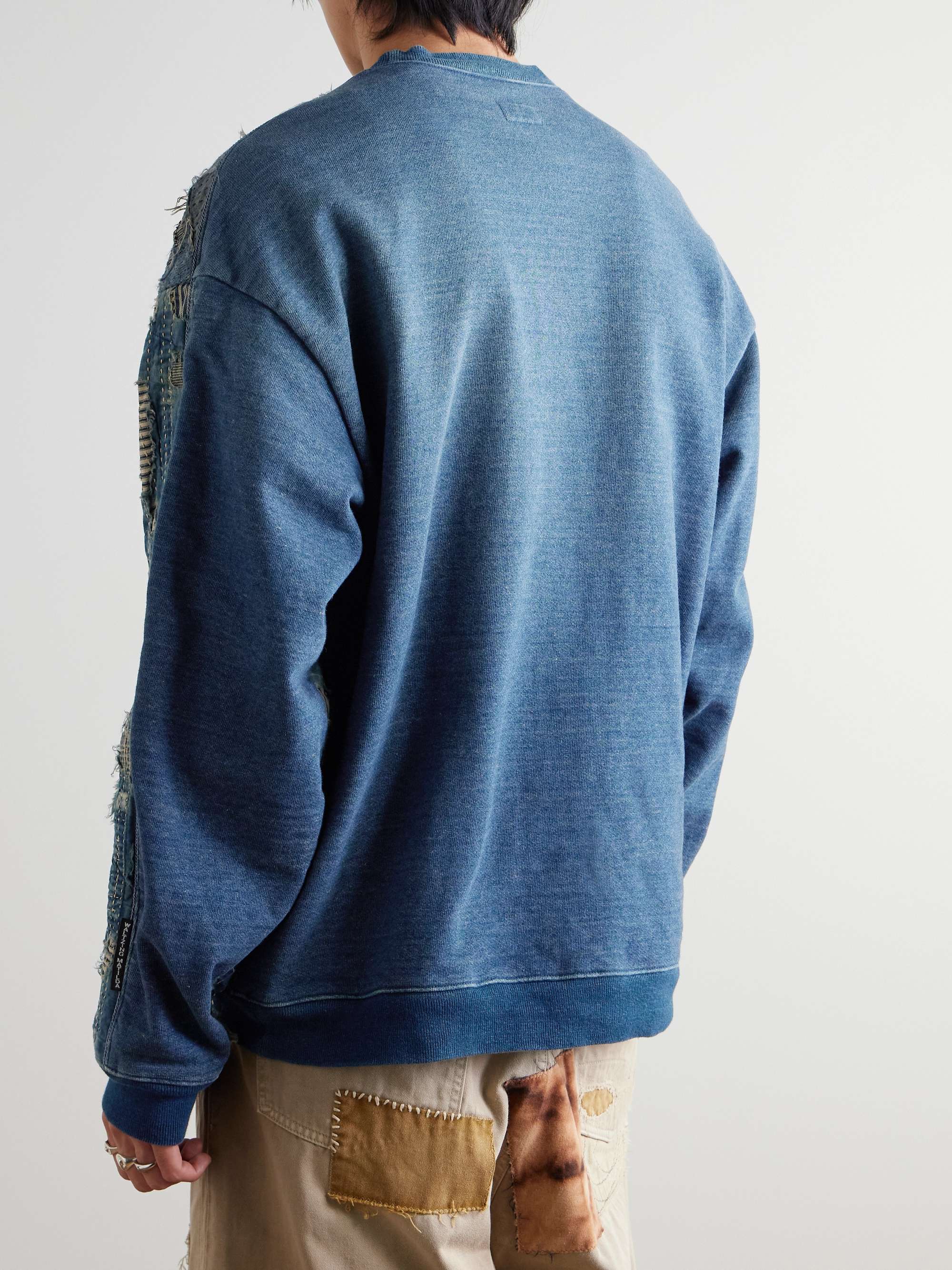 Boro Distressed Patchwork Cotton and Linen-Blend Sweatshirt view