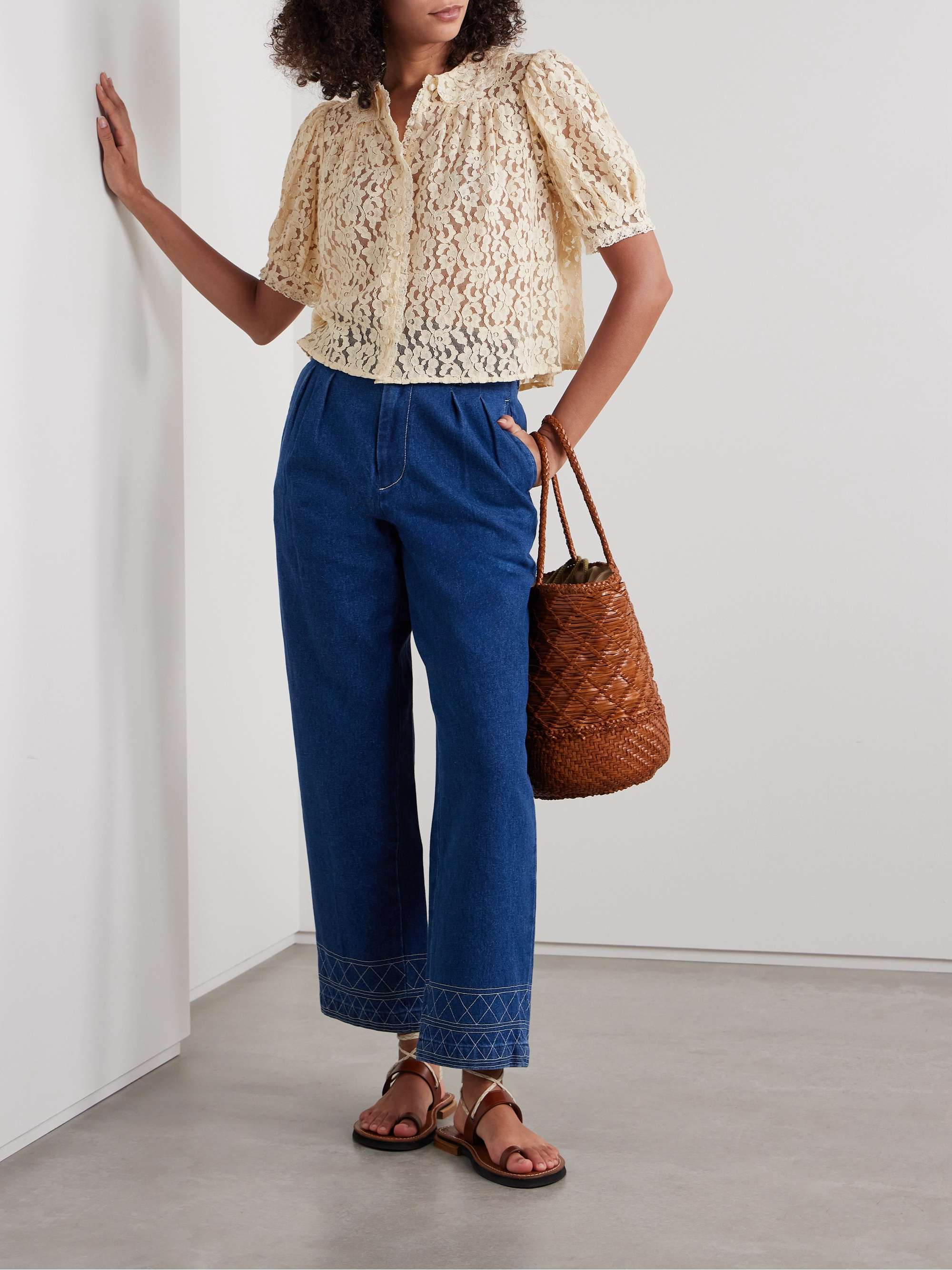 Lenore crochet-trimmed corded lace top view