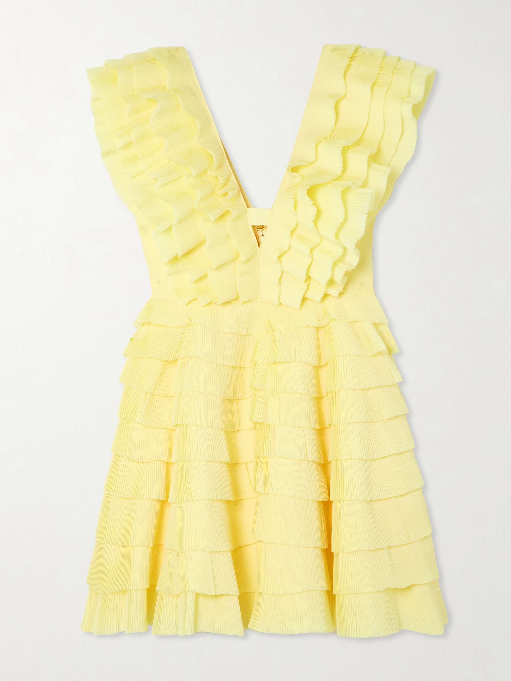 Reflection tiered ruffled plissé-crepe mini dress view