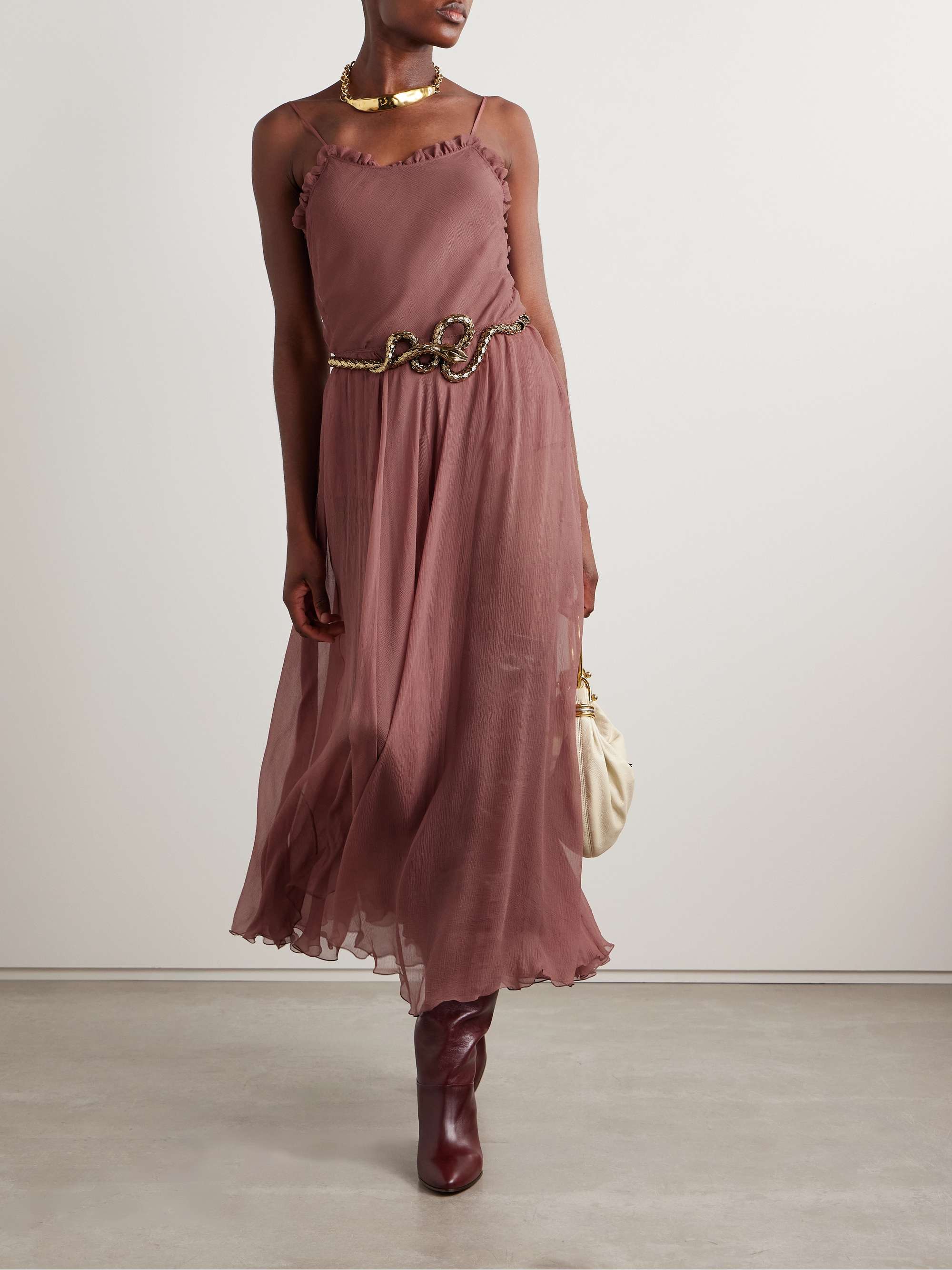 Silk-crepon midi skirt view