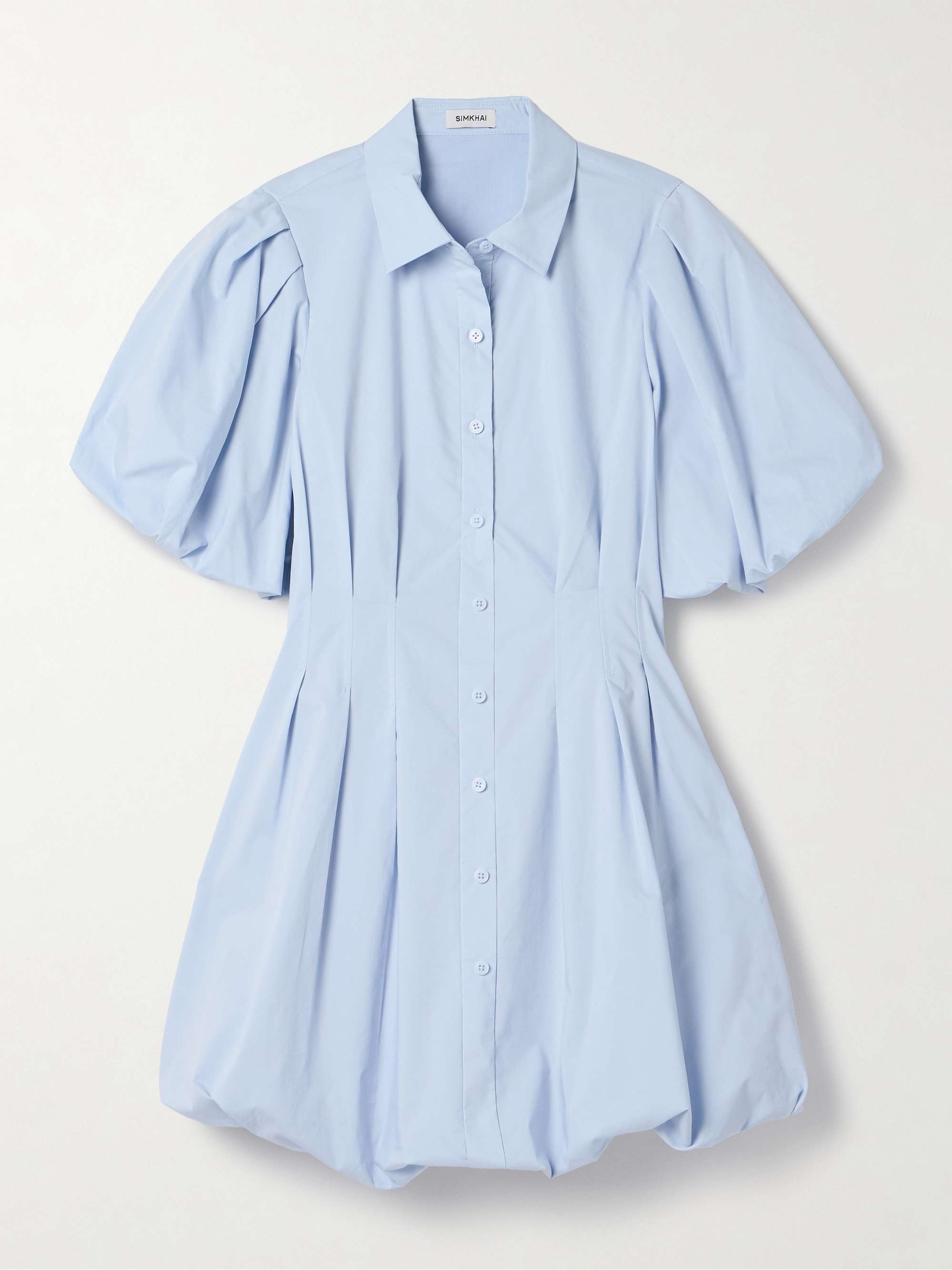 Cleo pleated cotton-blend mini shirt dress view