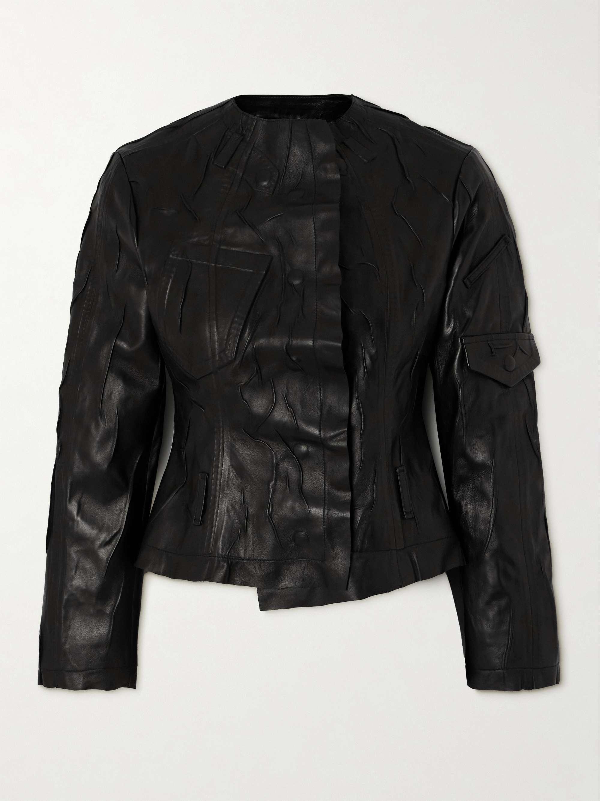 Distressed leather jacket view