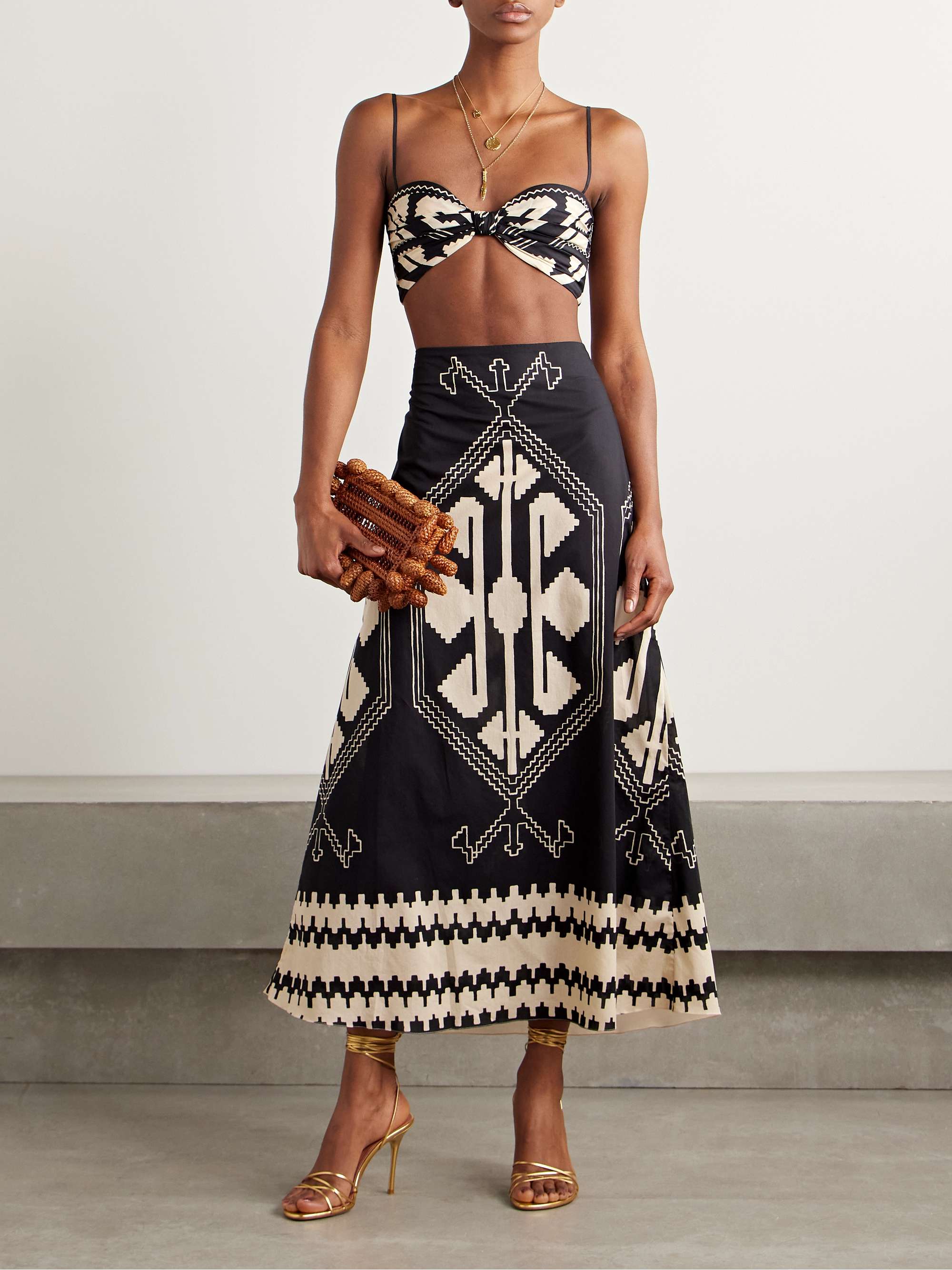Vela Mayor printed cotton-poplin midi skirt view