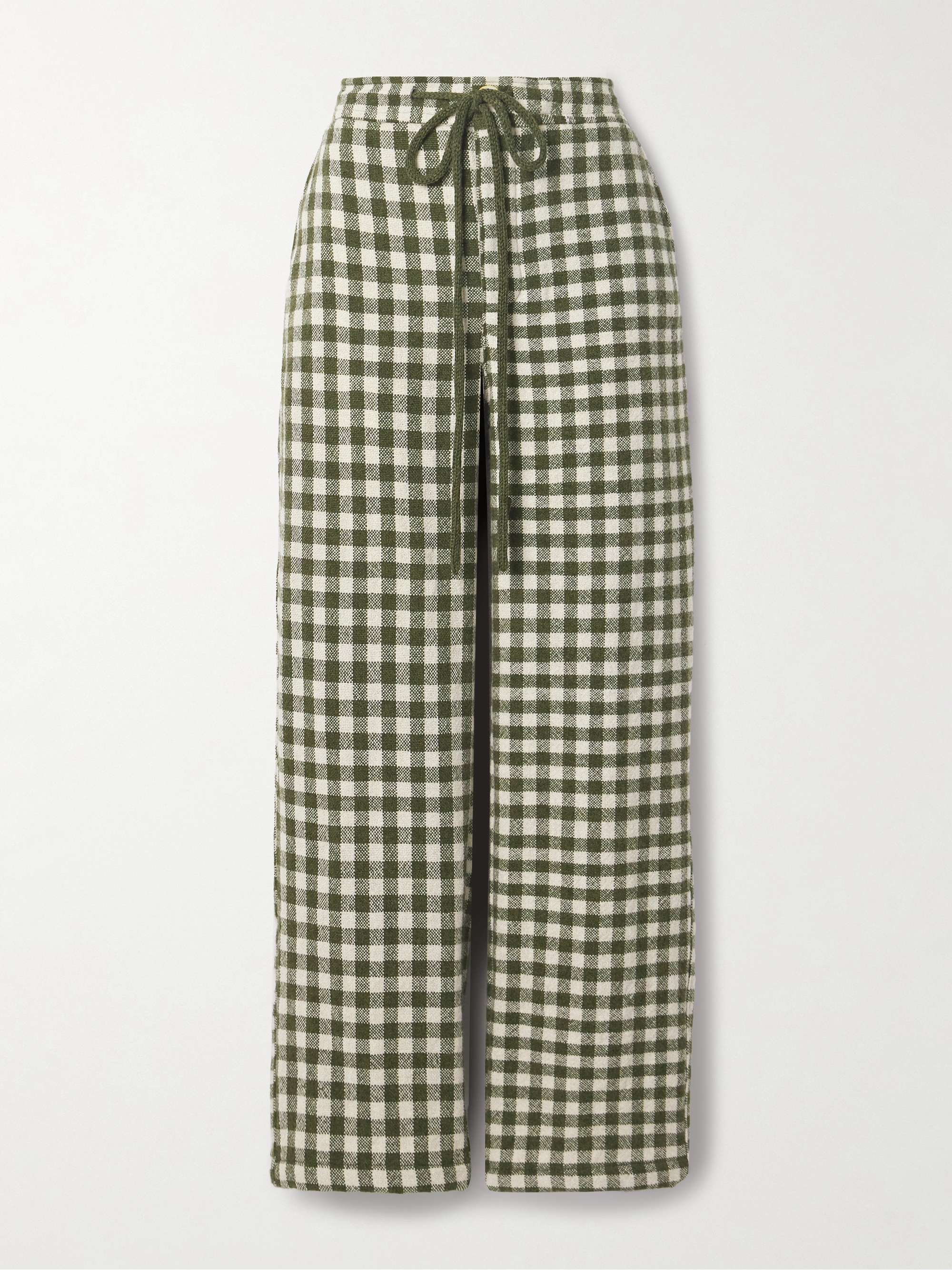 Checked cashmere straight-leg pants view