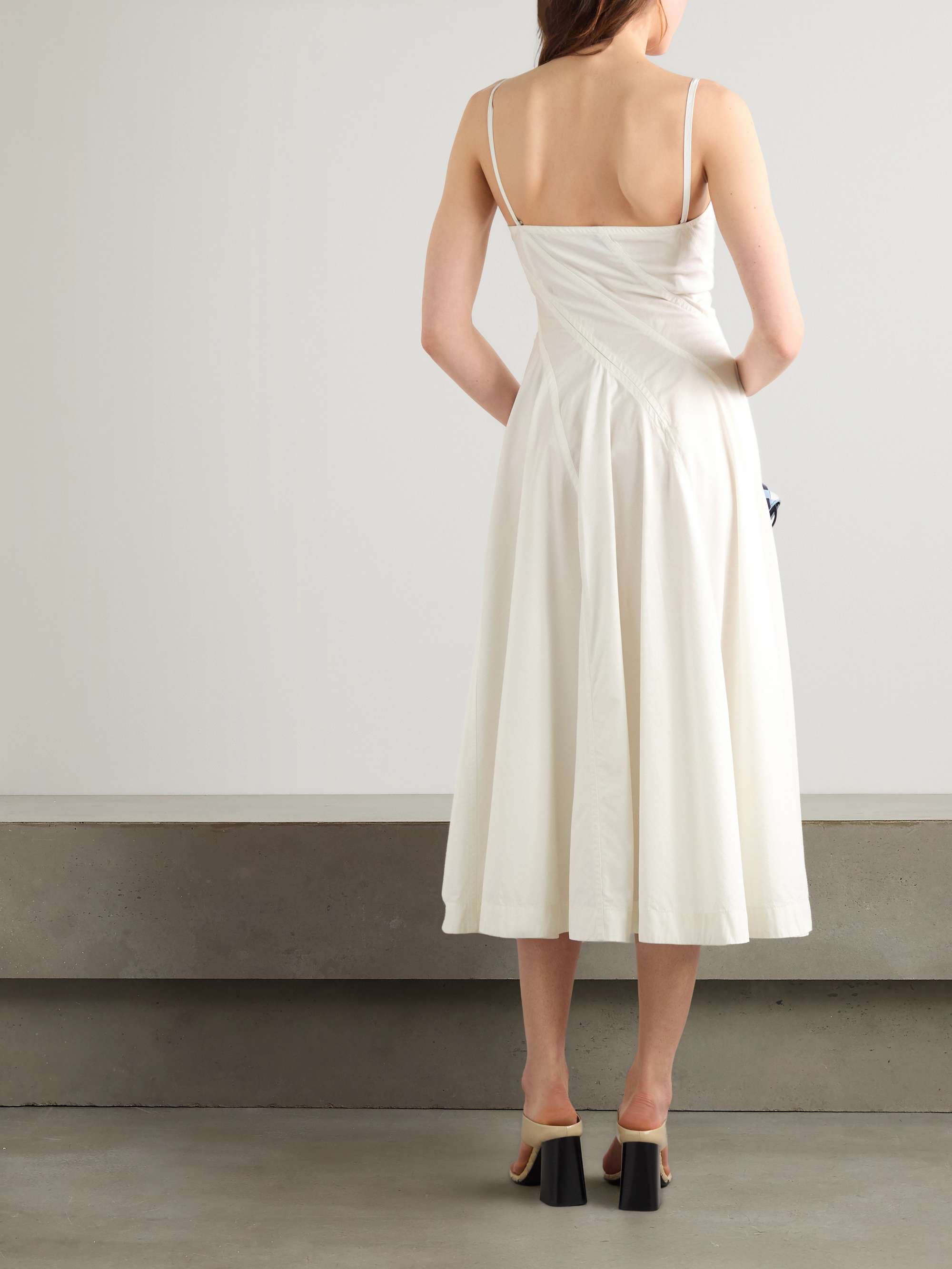 Embellished pleated cotton-blend poplin midi dress view