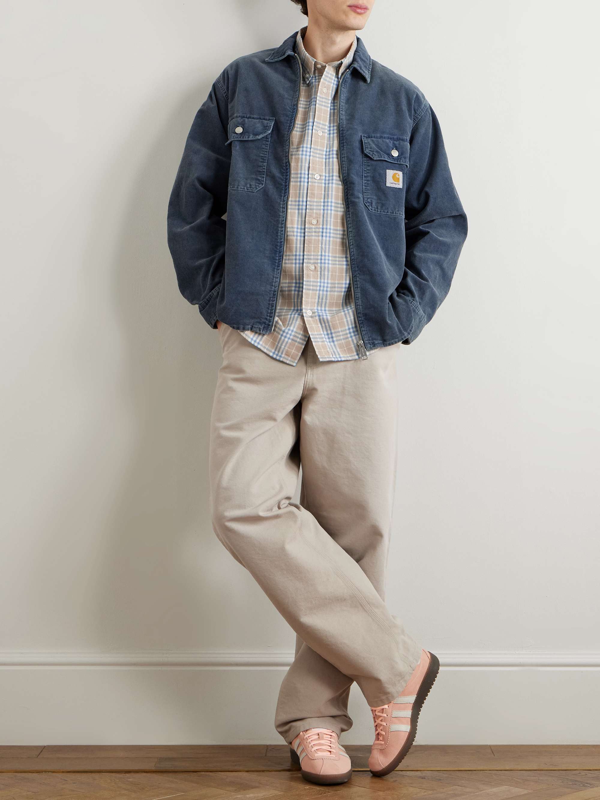 Niven Button-Down Collar Logo-Embroidered Checked Cotton and Linen-Blend Shirt view
