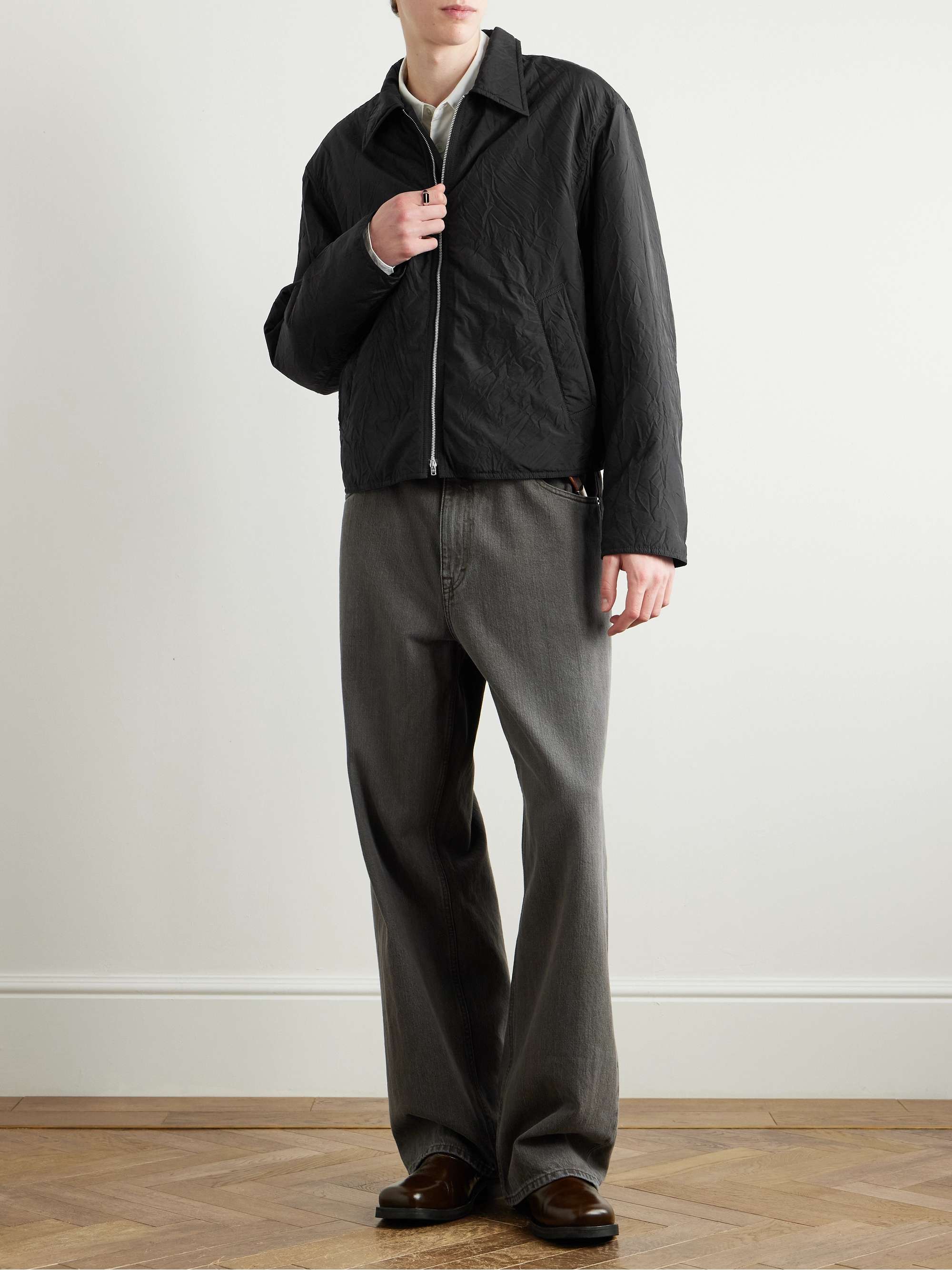 Slight Crinkled-Shell Blouson Jacket view