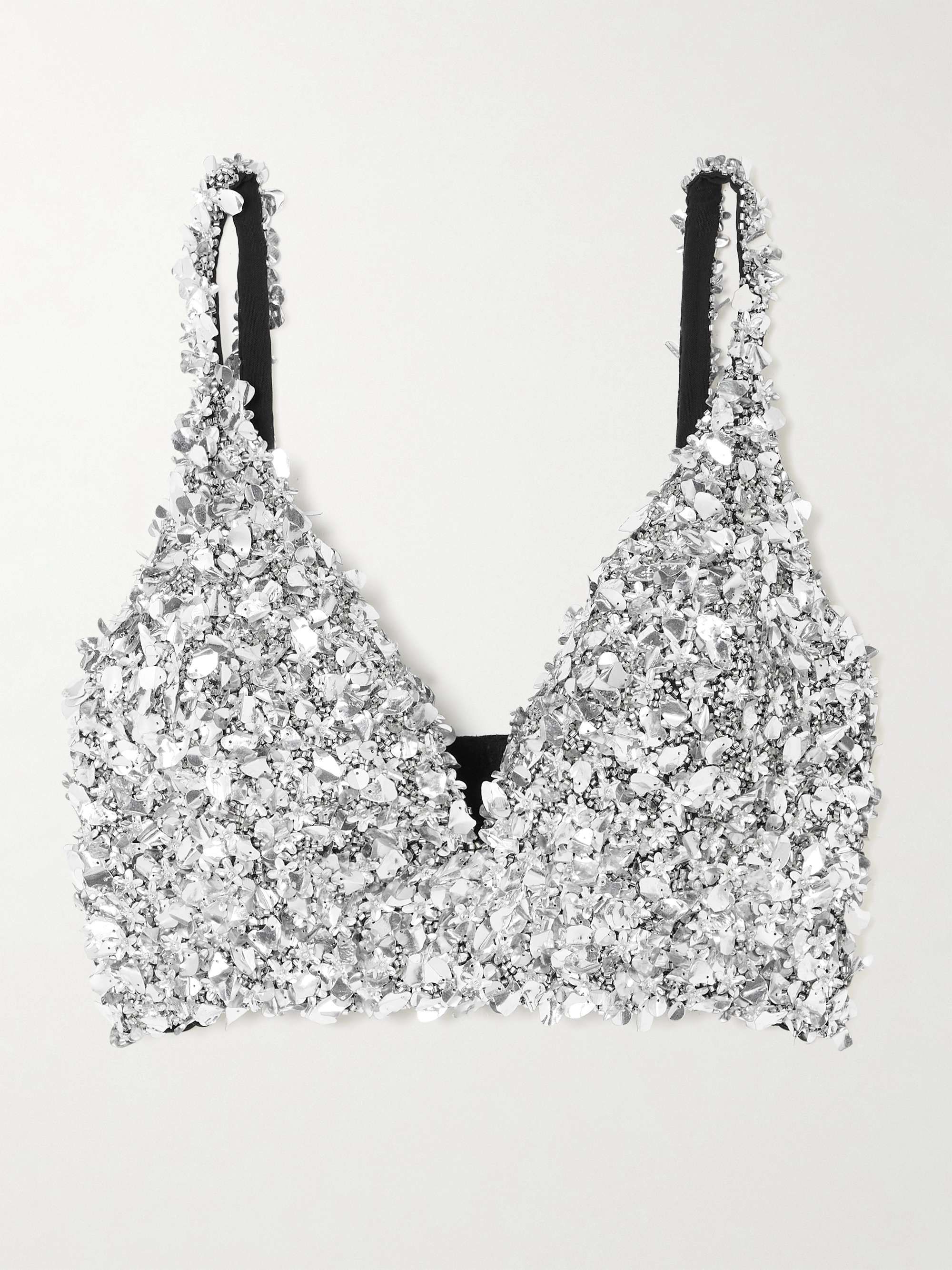 Midas cropped embellished stretch-tulle top view