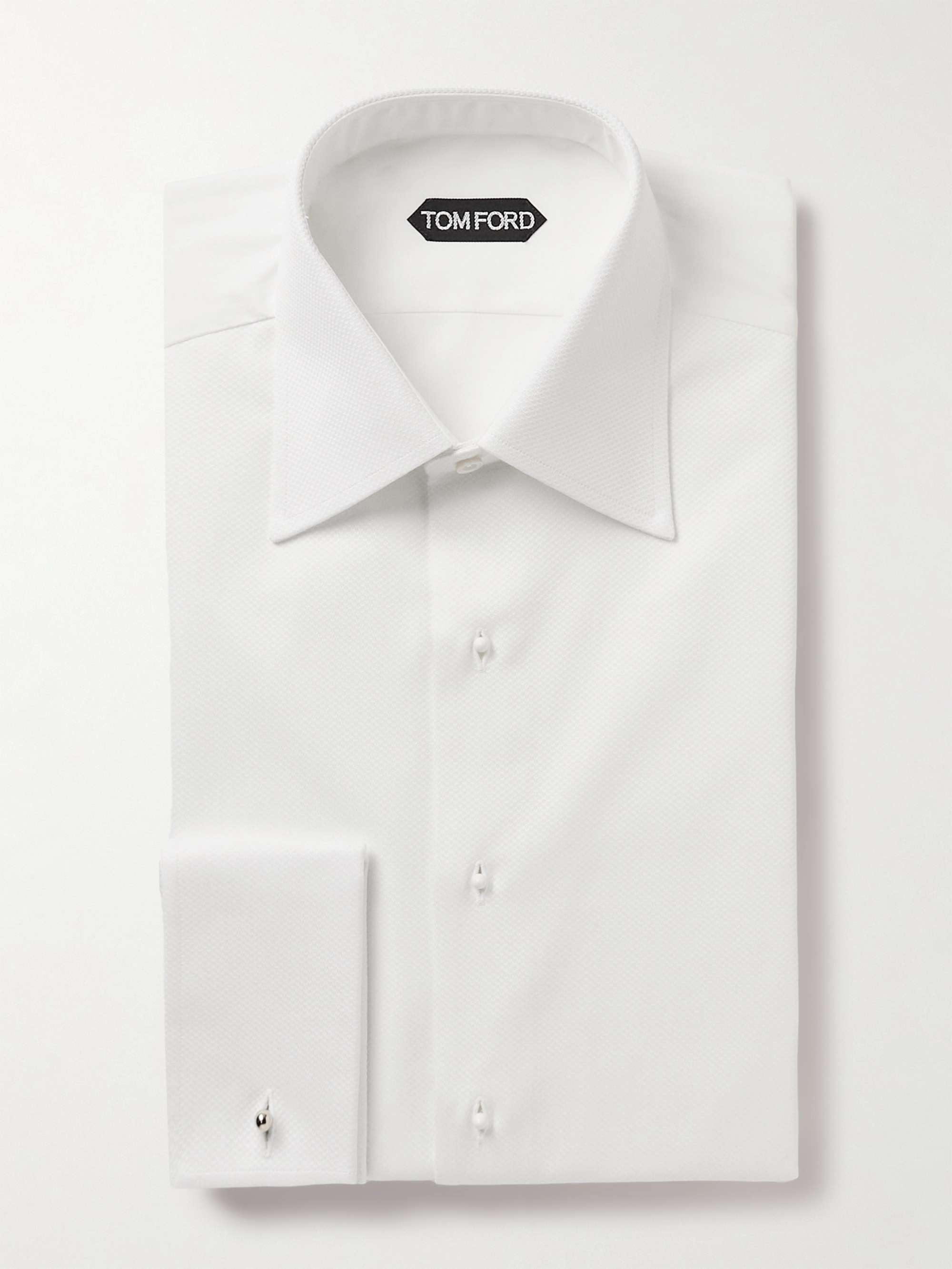 Double-Cuff Cotton-Piqué Tuxedo Shirt view