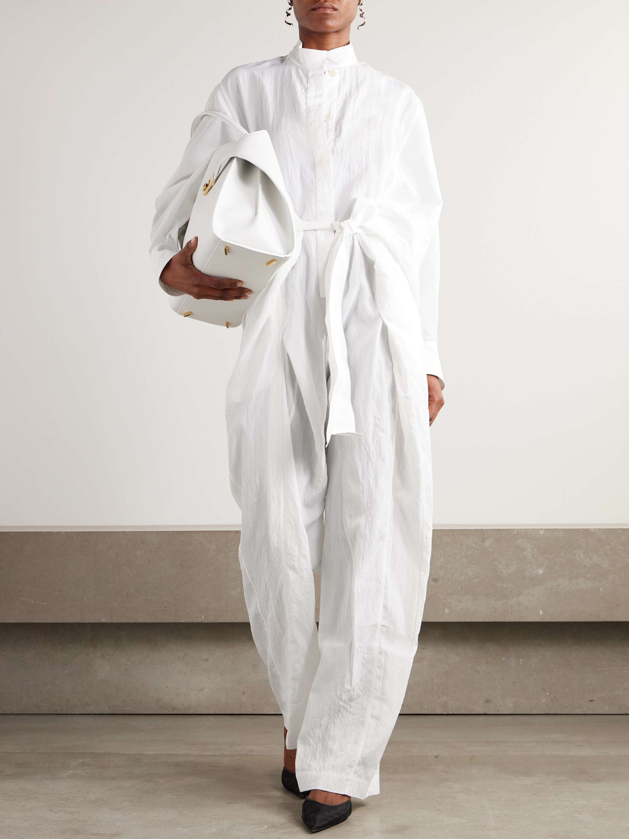 Belted crinkled-shell jumpsuit view