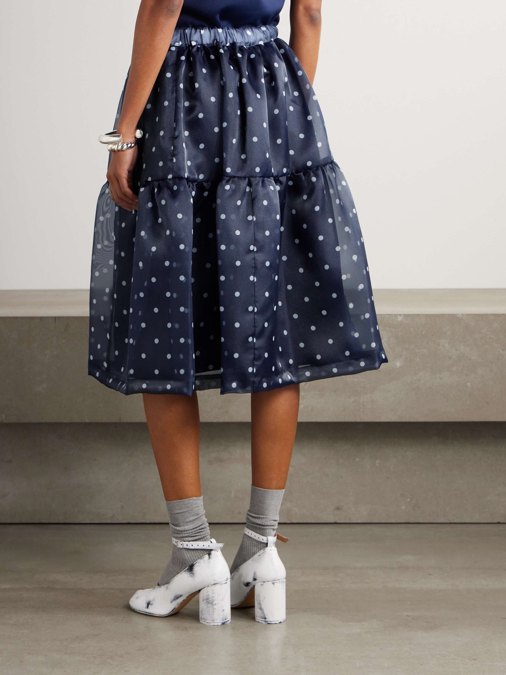 Tiered polka-dot organza skirt view