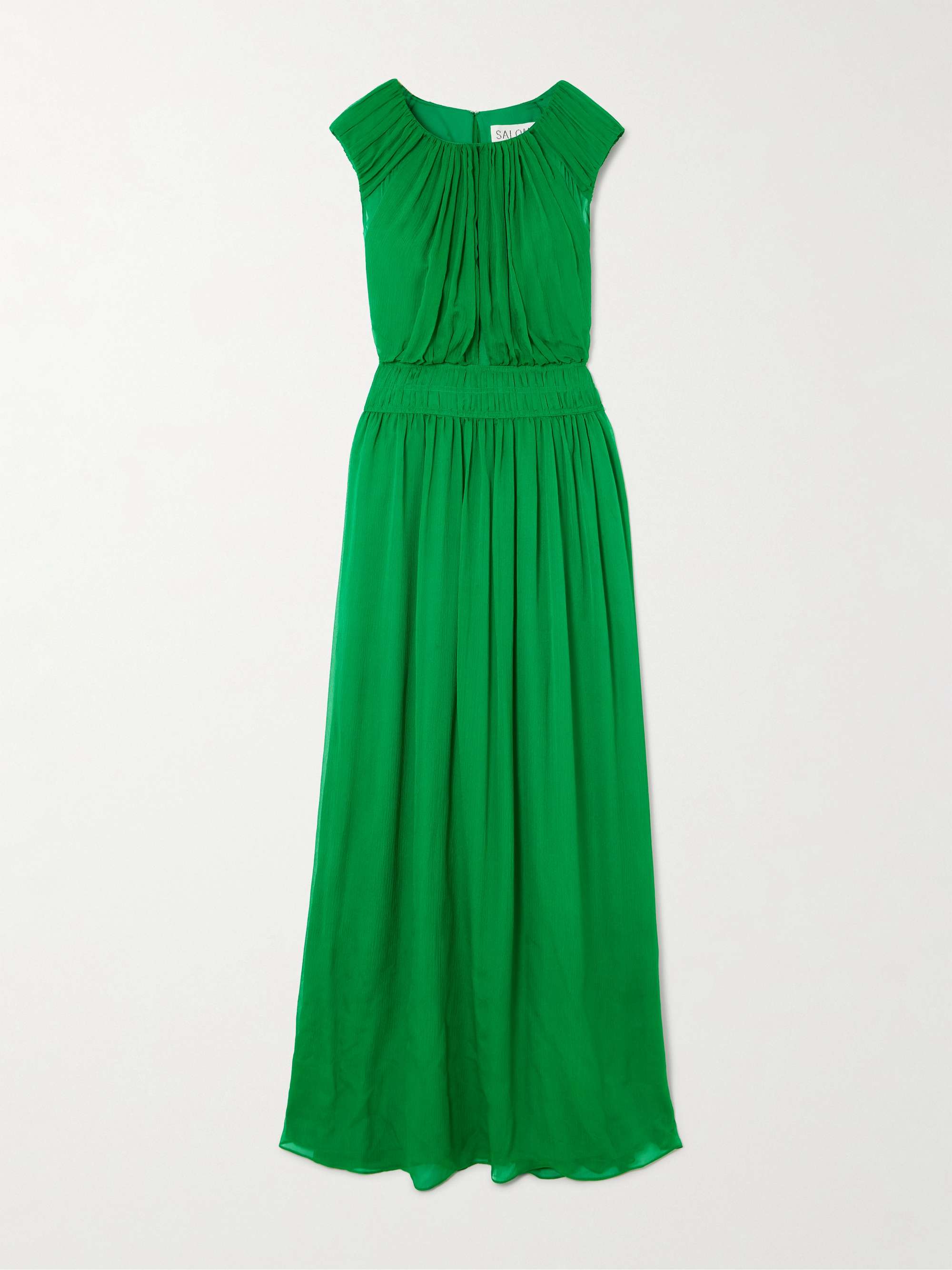 Maryam gathered silk-blend crepon maxi dress view