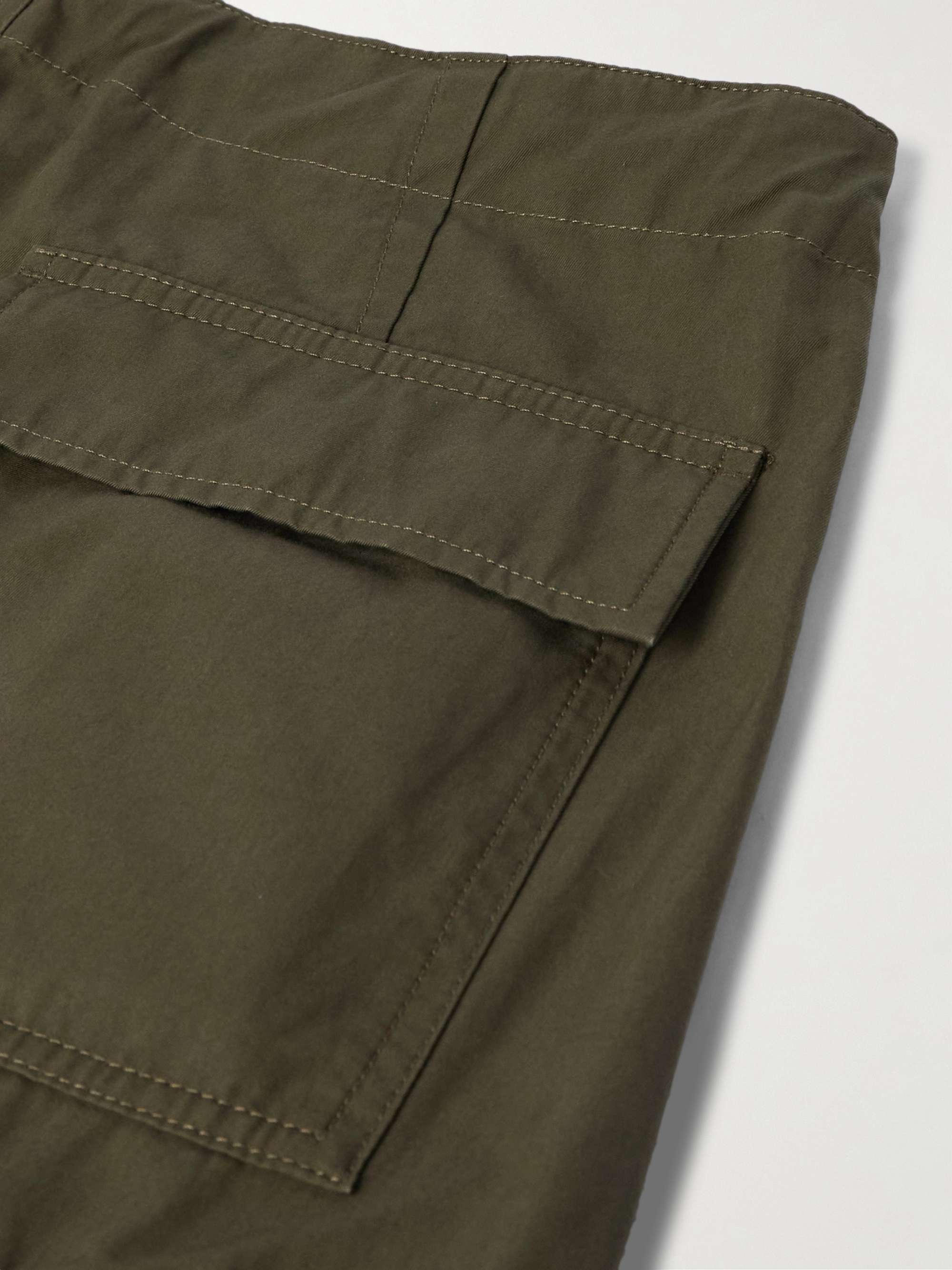 Straight-Leg Pleated Cotton-Twill Drawstring Cargo Trousers view