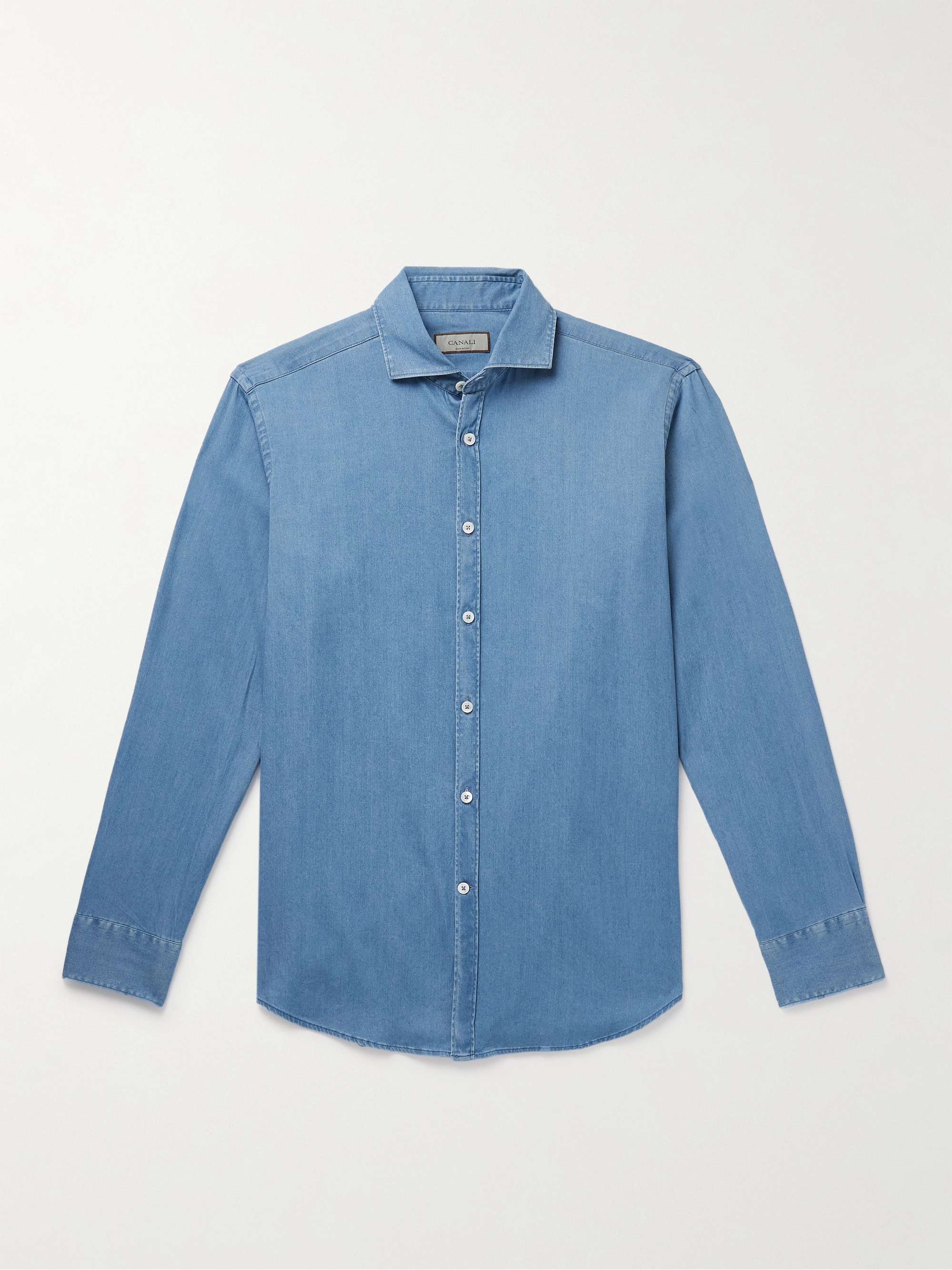 Spread-Collar Cotton-Chambray Shirt view