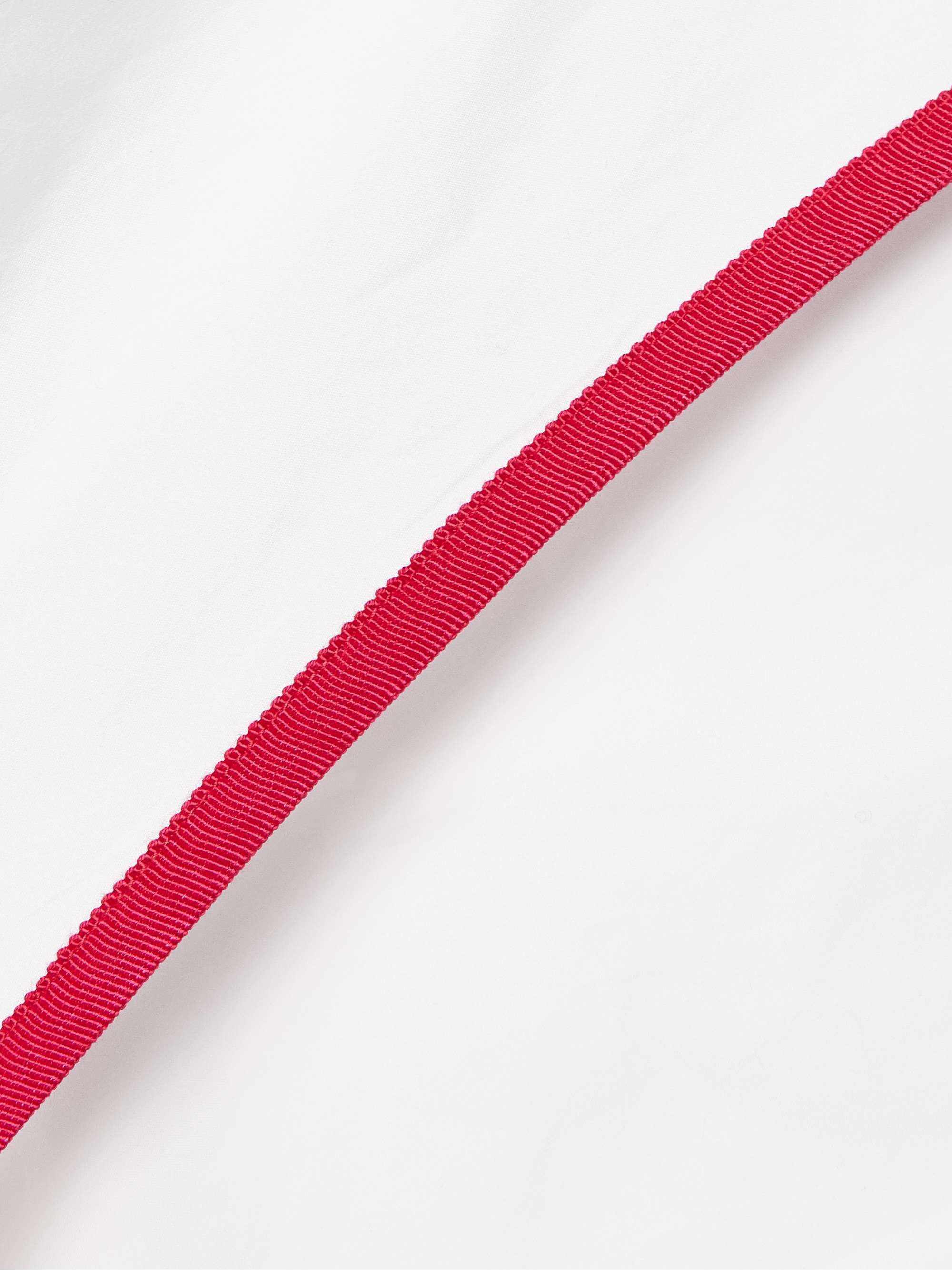 Ribbon grosgrain-trimmed cotton-poplin midi wrap dress view