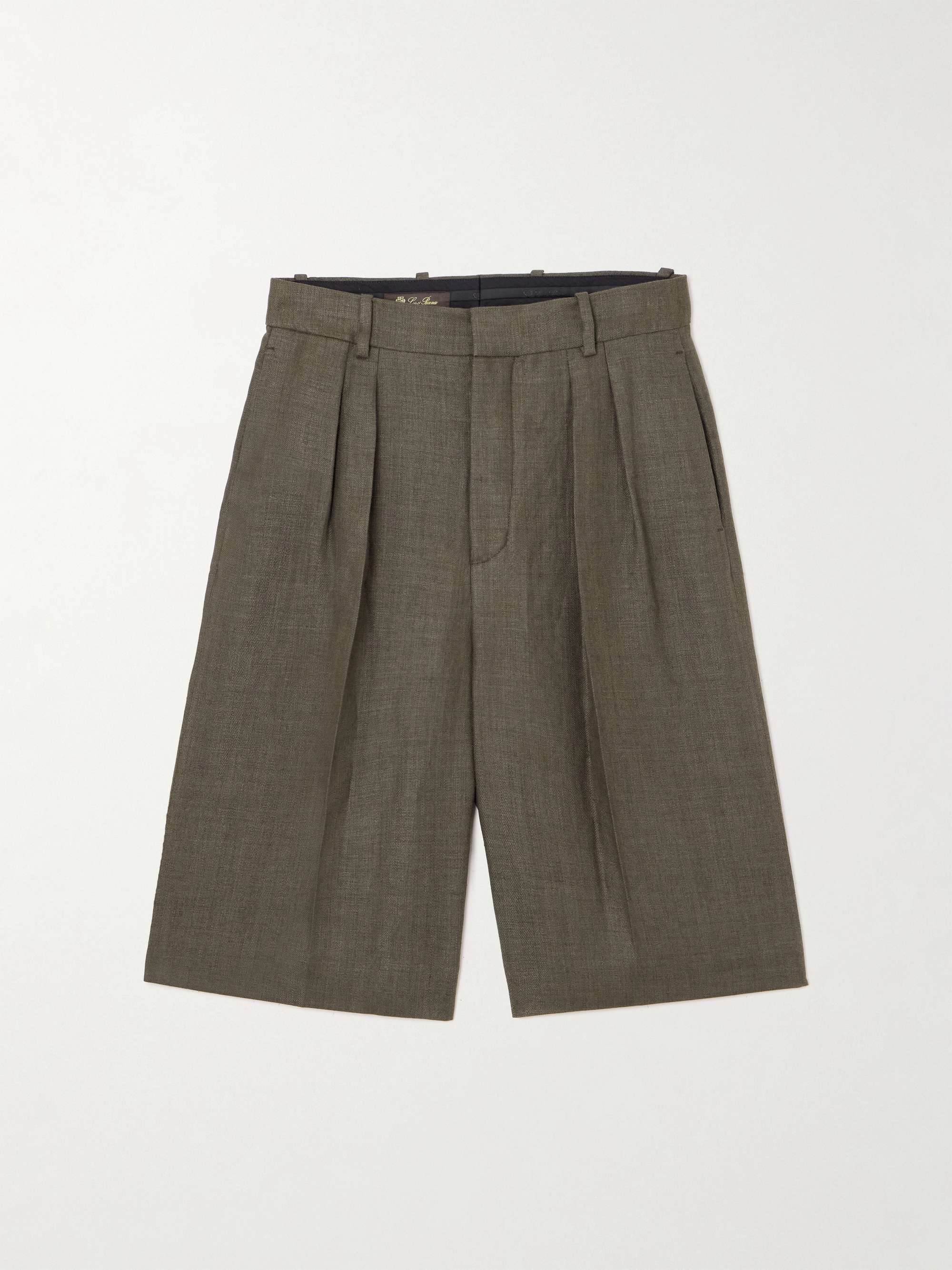 Digby pleated linen and wool-blend shorts view