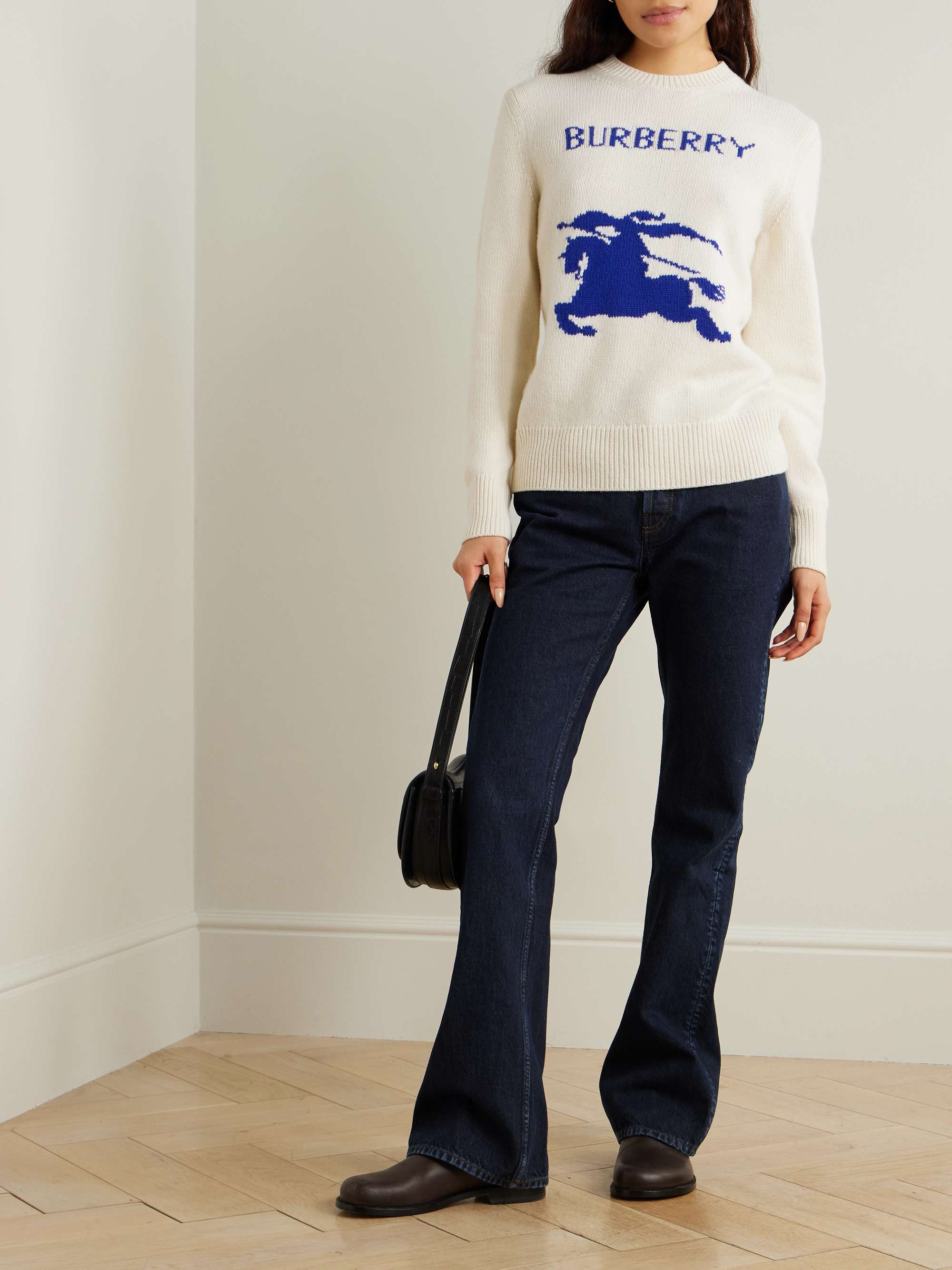 Intarsia-knit wool and cashmere-blend sweater view