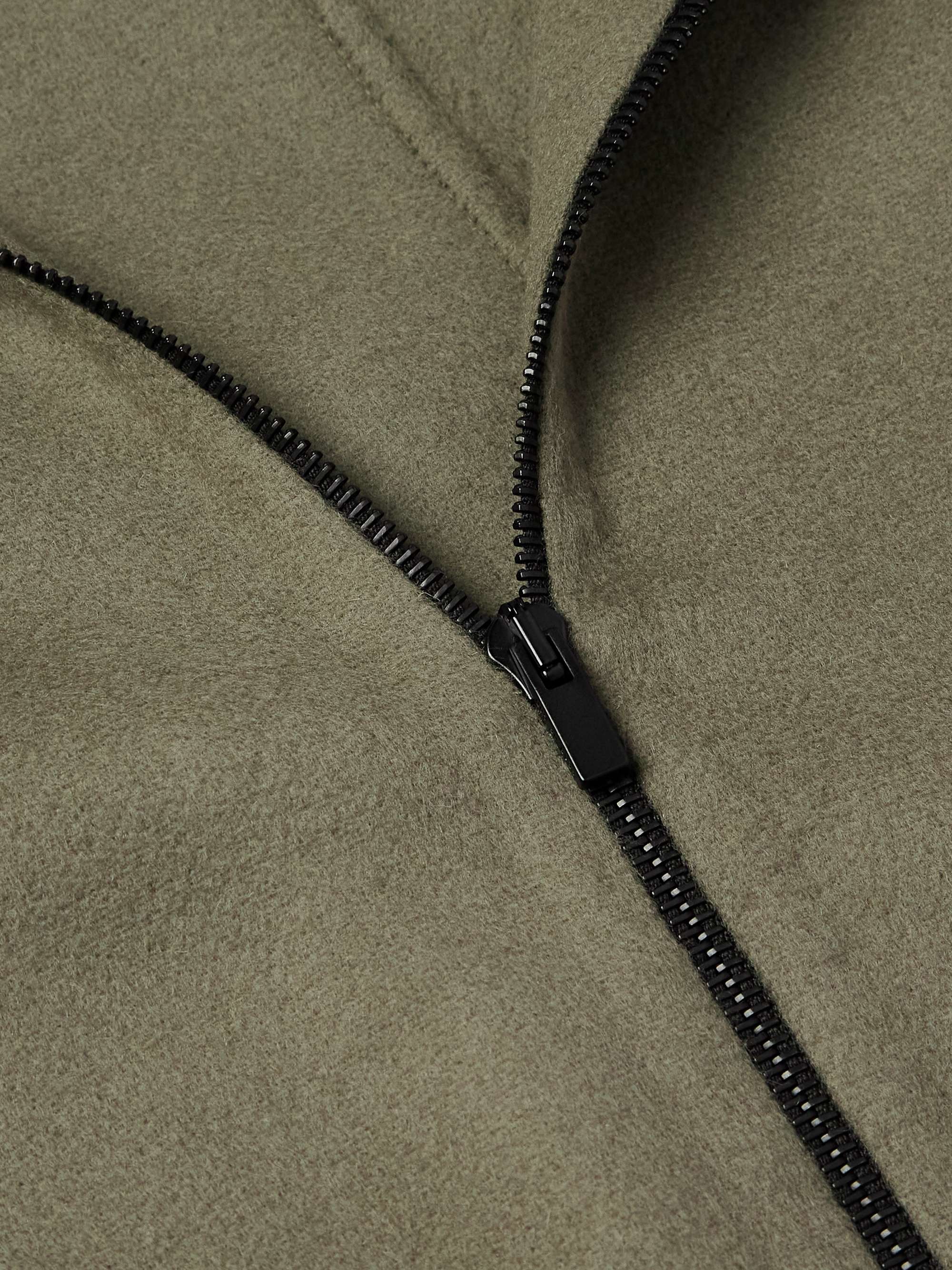 Logo-Appliquéd Wool and Cashmere-Blend Hooded Bomber Jacket view
