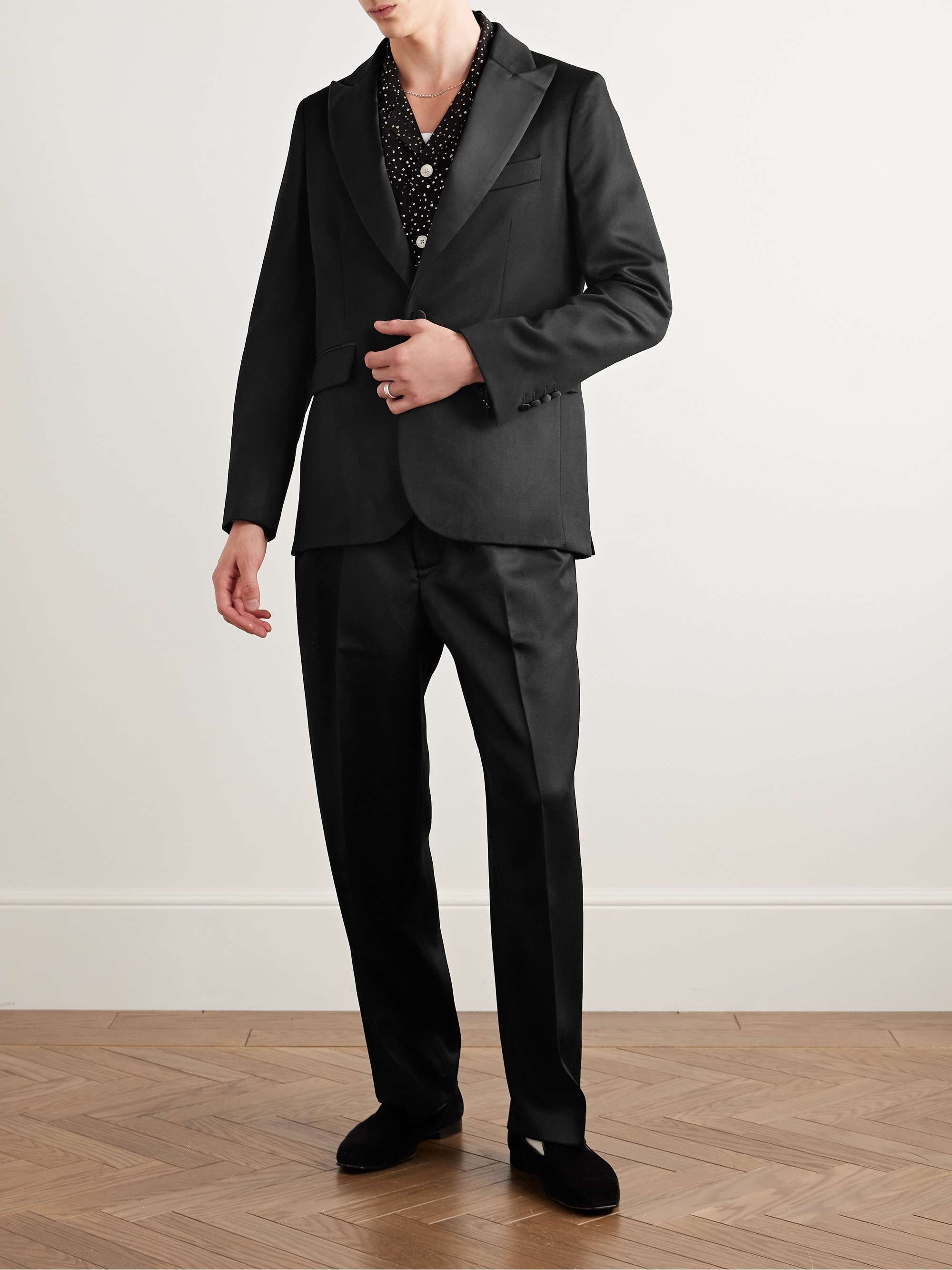Silk-Satin Trimmed Wool Barathea Tuxedo Jacket view