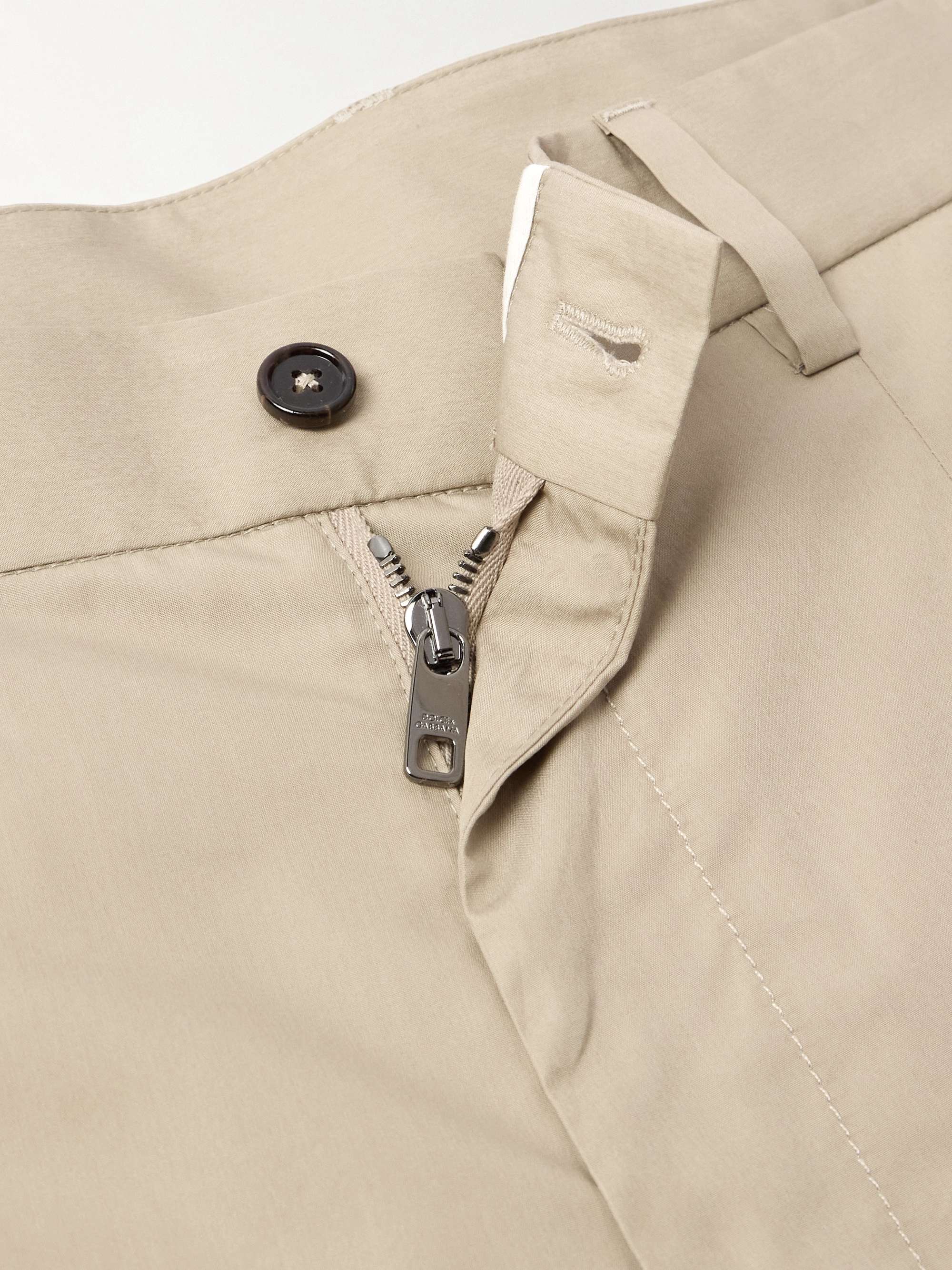 Straight-Leg Cotton and Silk-Blend Trousers view