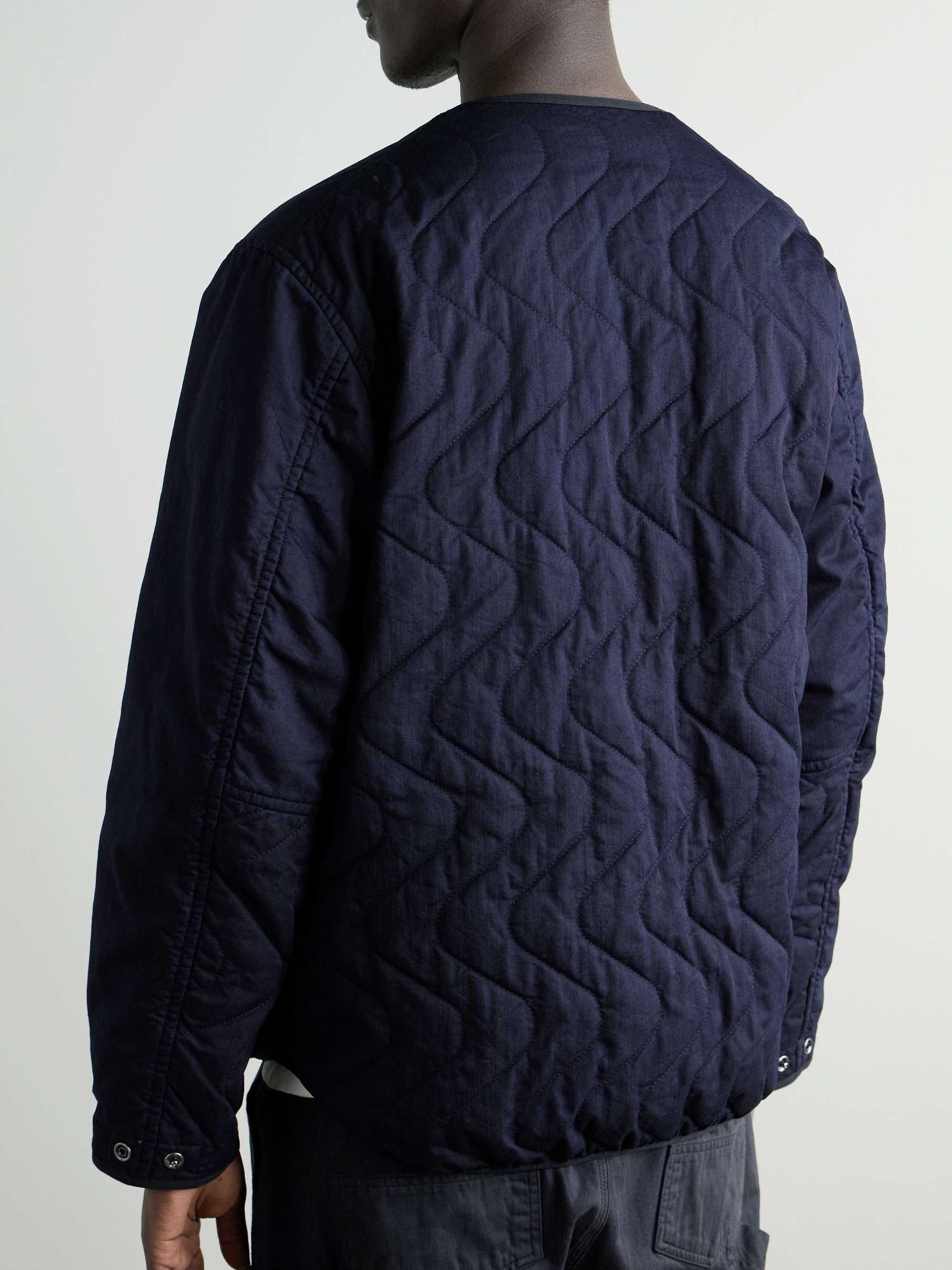 Padded Indigo-Dyed Cotton-Blend Shell Jacket view