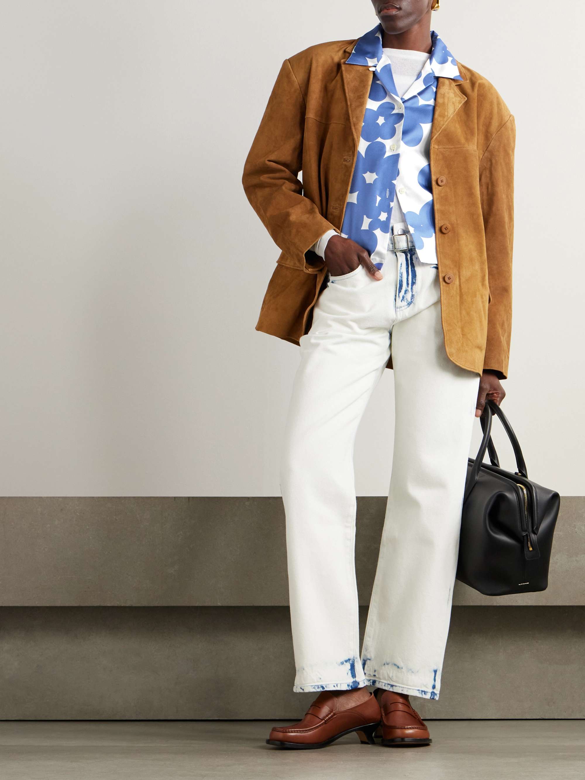 Floral-print silk-twill shirt view