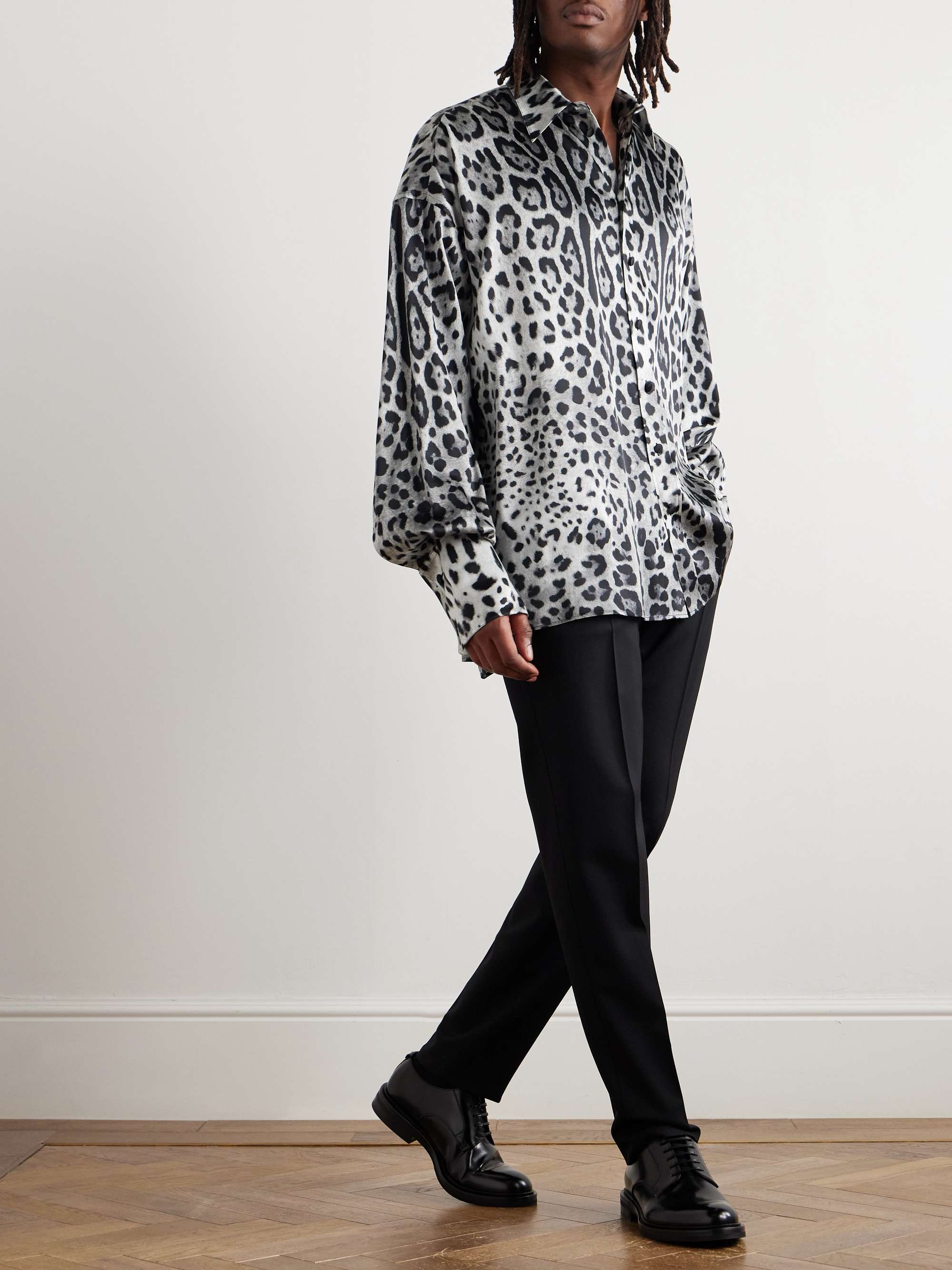 Oversized Leopard-Print Silk Shirt view