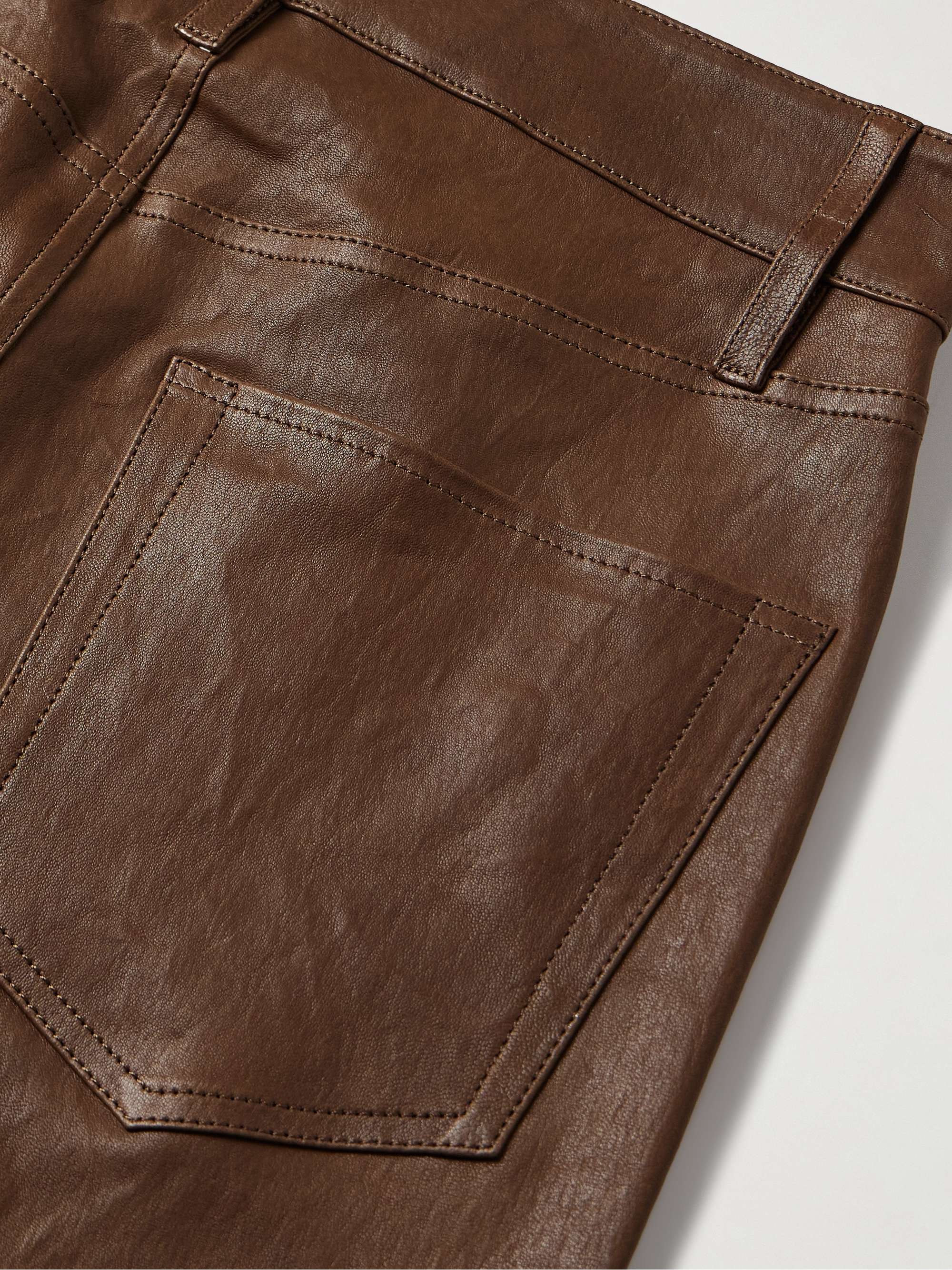 Le Slim Palazzo leather high-rise wide-leg pants view