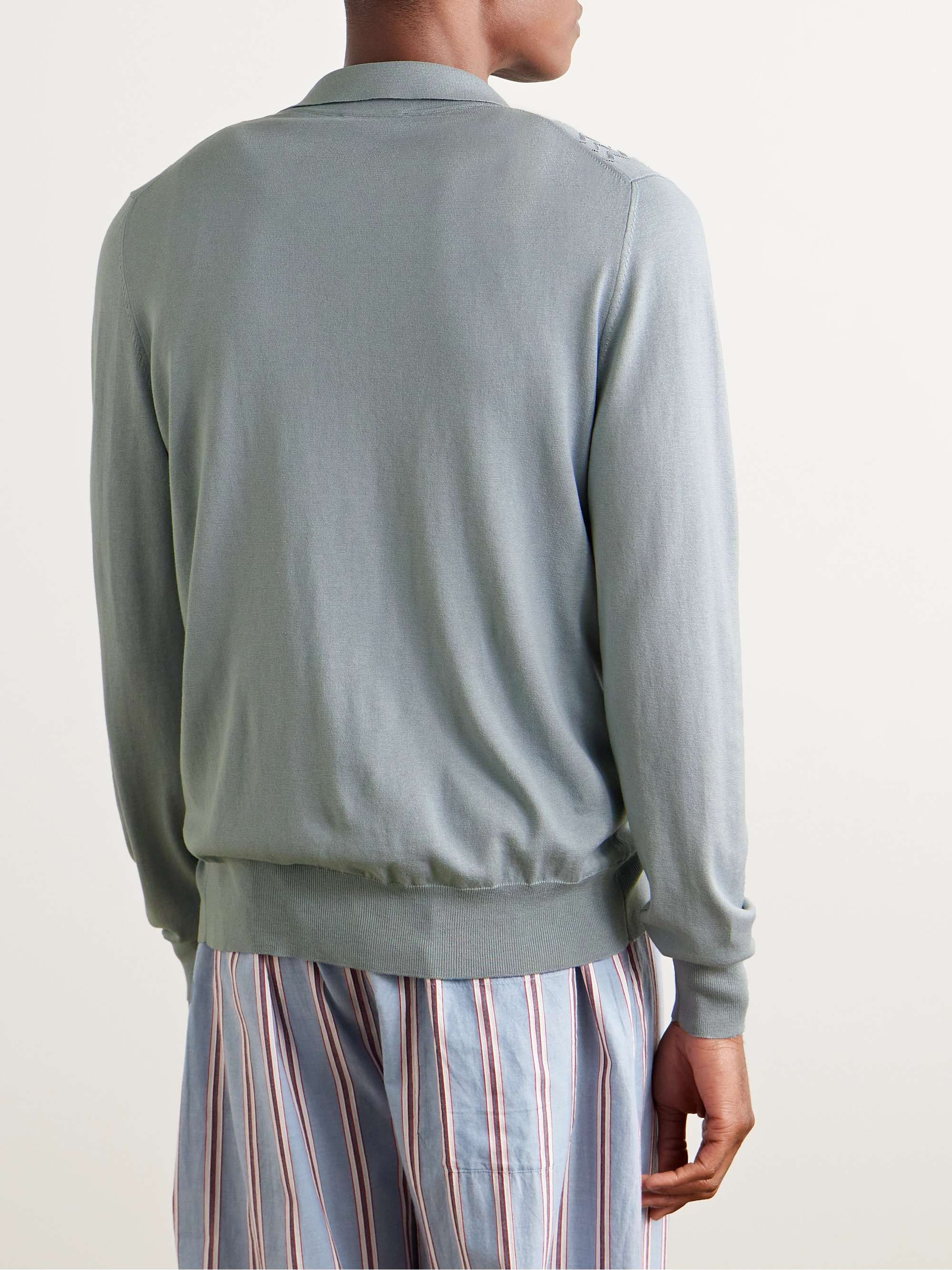 Slim-Fit Pointelle-Knit Cotton and Silk-Blend Cardigan view