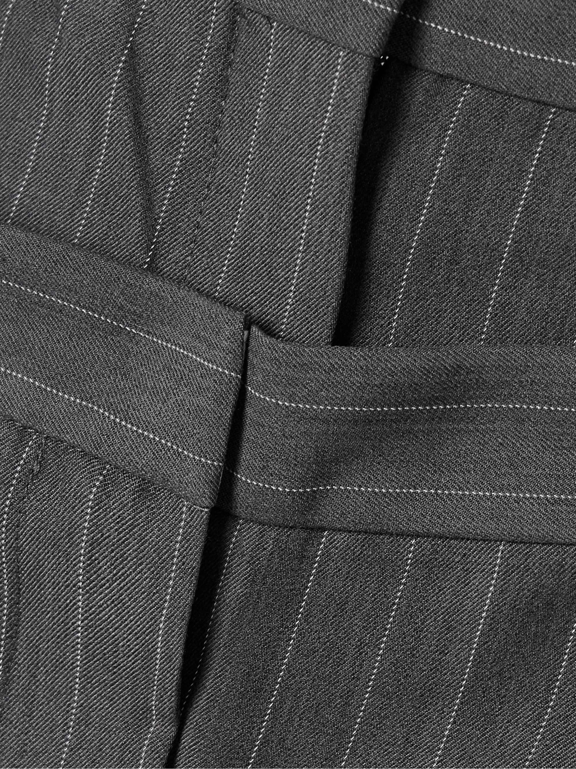 Layered pinstriped twill wide-leg pants view