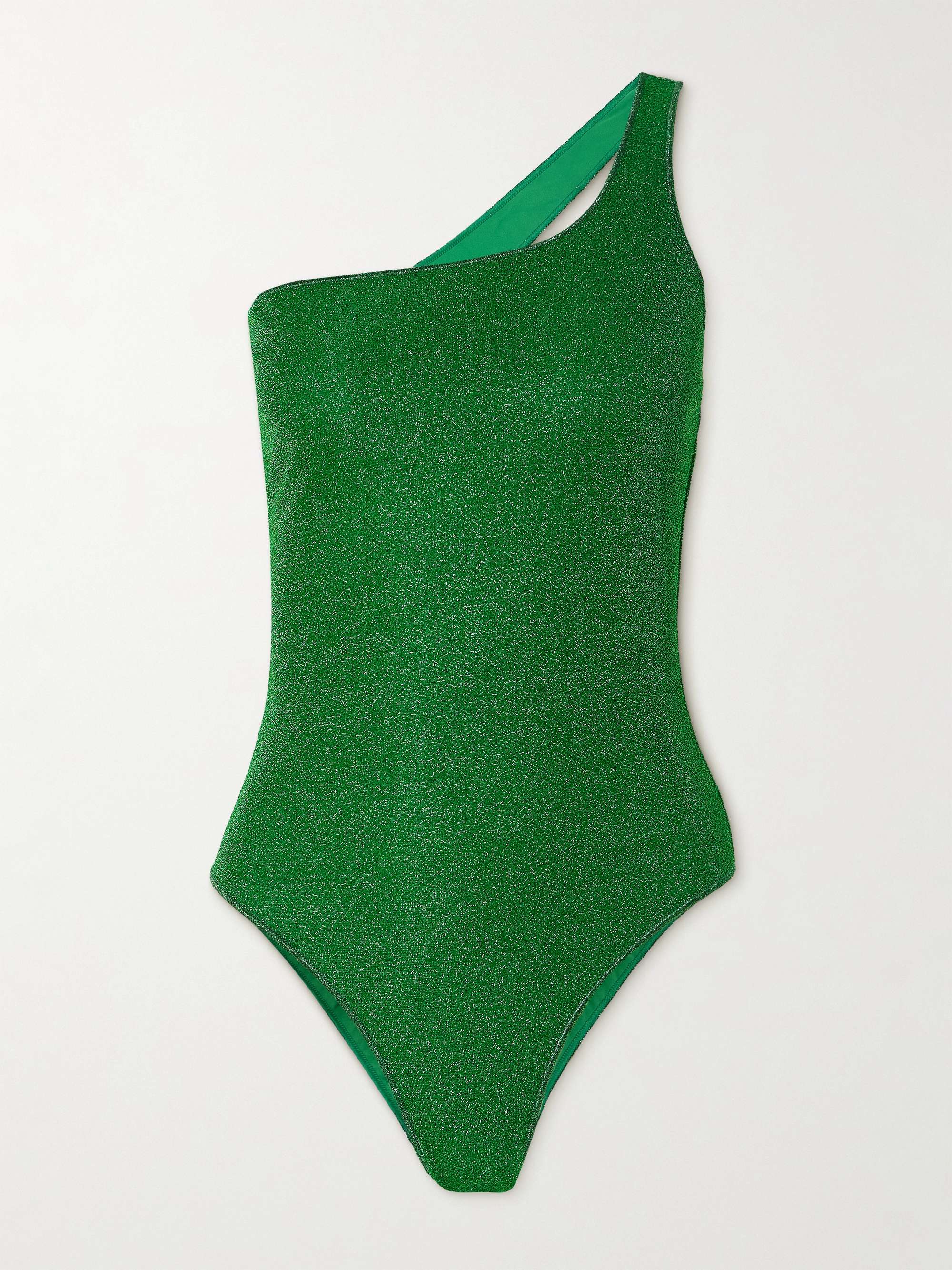 Shine one-shoulder glittered swimsuit view