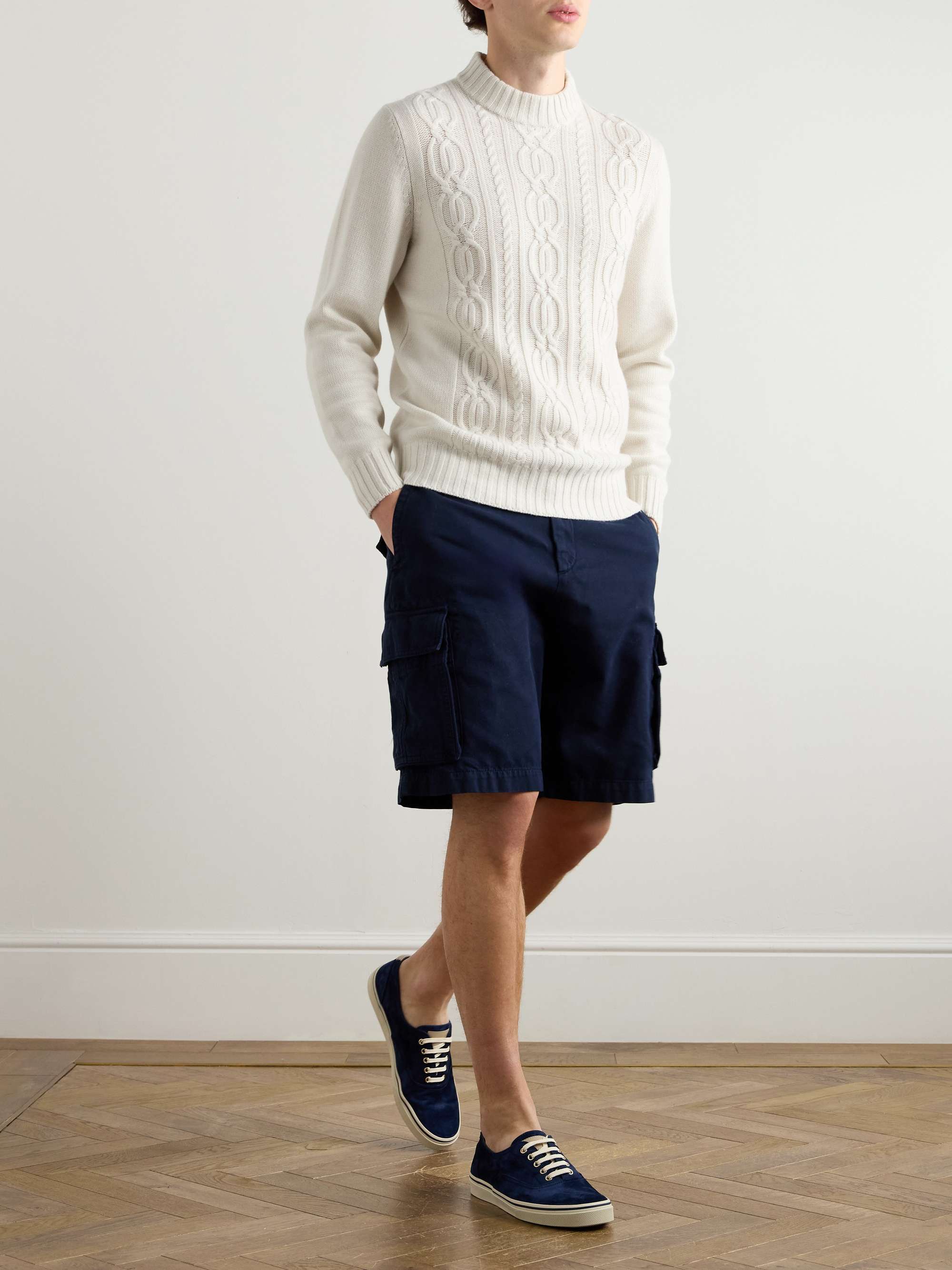 Cable-Knit Cashmere Mock-Neck Sweater view