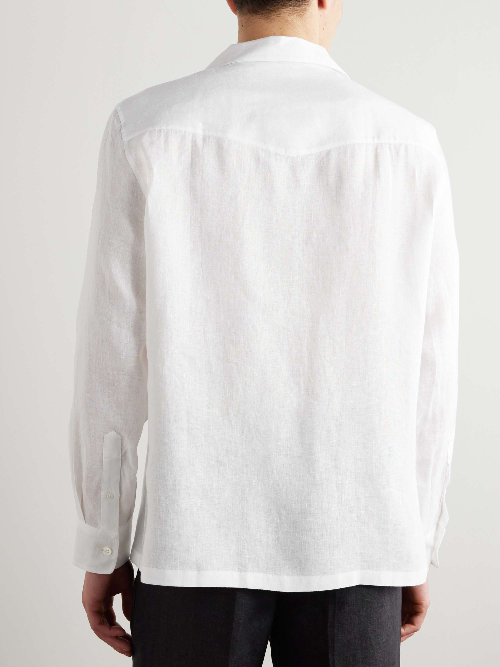 Slim-Fit Camp-Collar Linen Shirt view