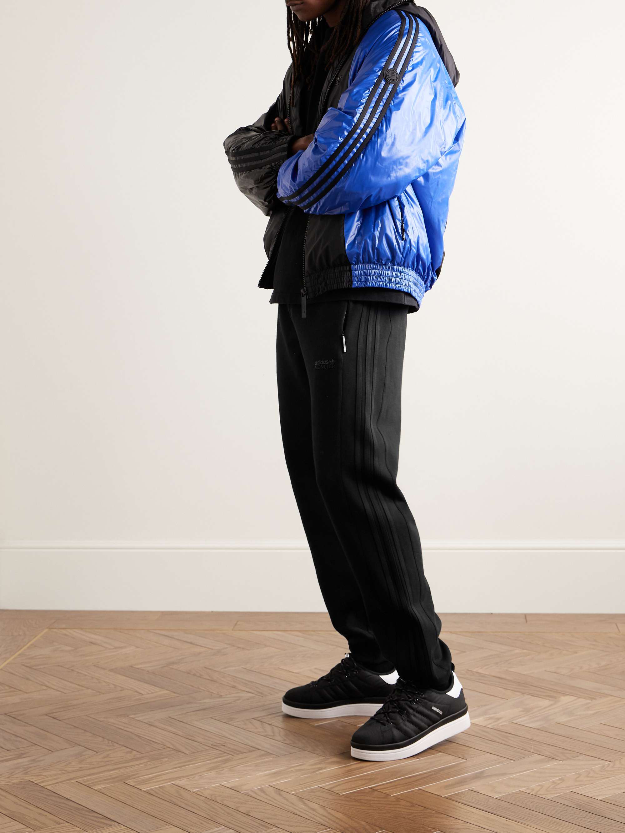 + adidas Originals Tapered Shell-Trimmed Cotton-Jersey Sweatpants view