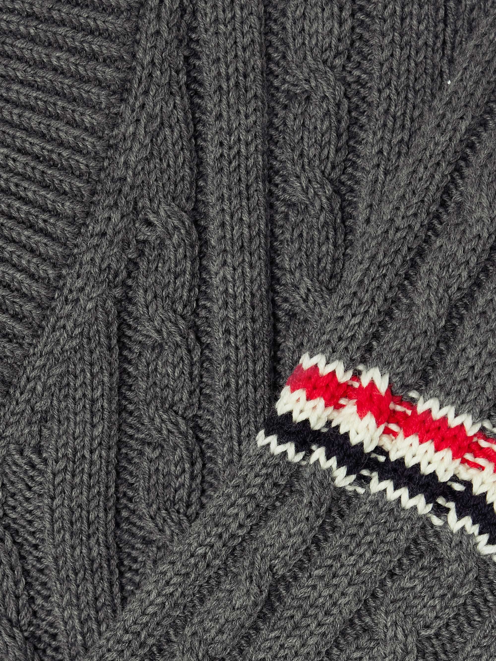 Striped cable-knit wool sweater view