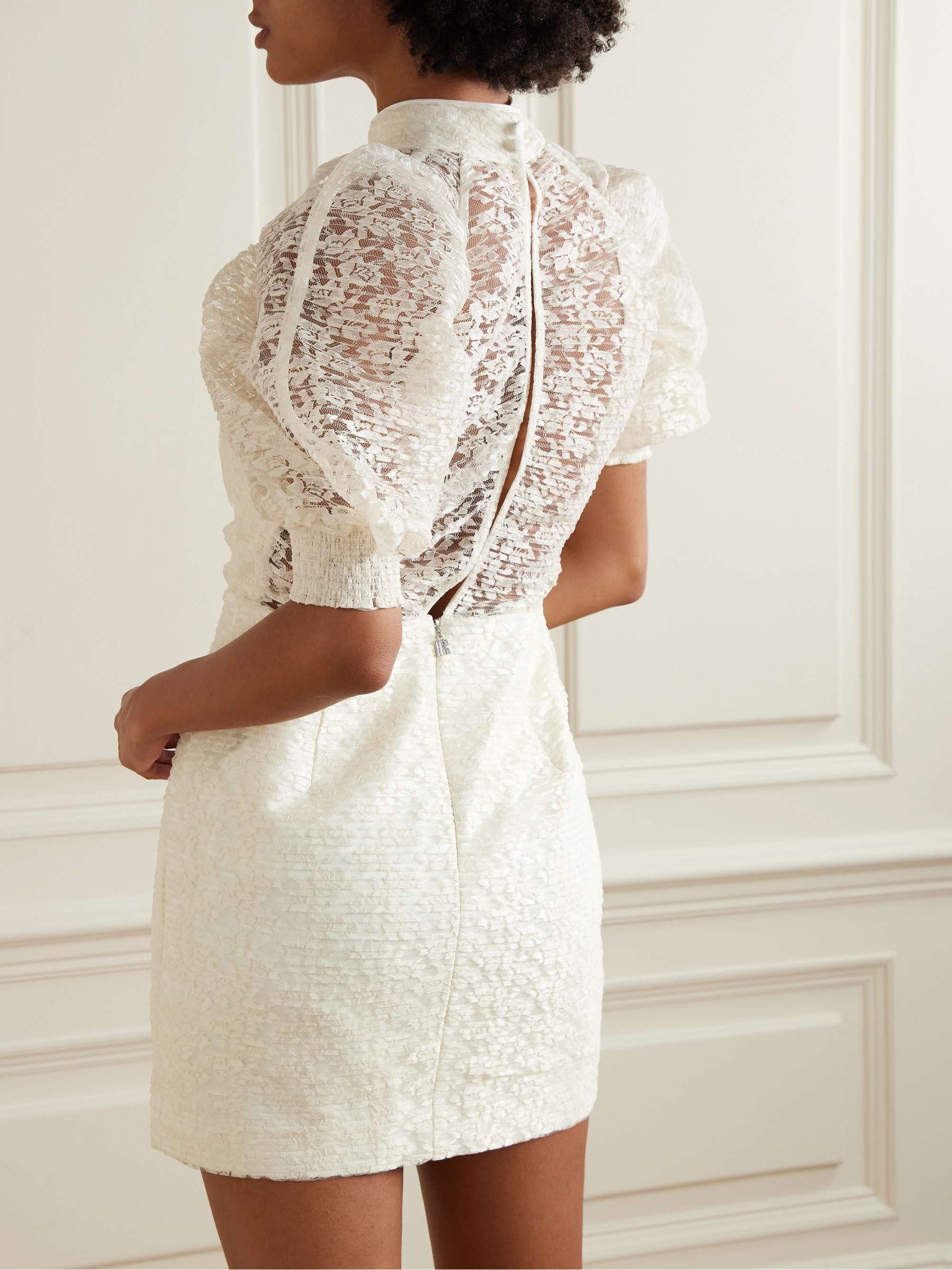 Recycled plissé-lace mini dress view
